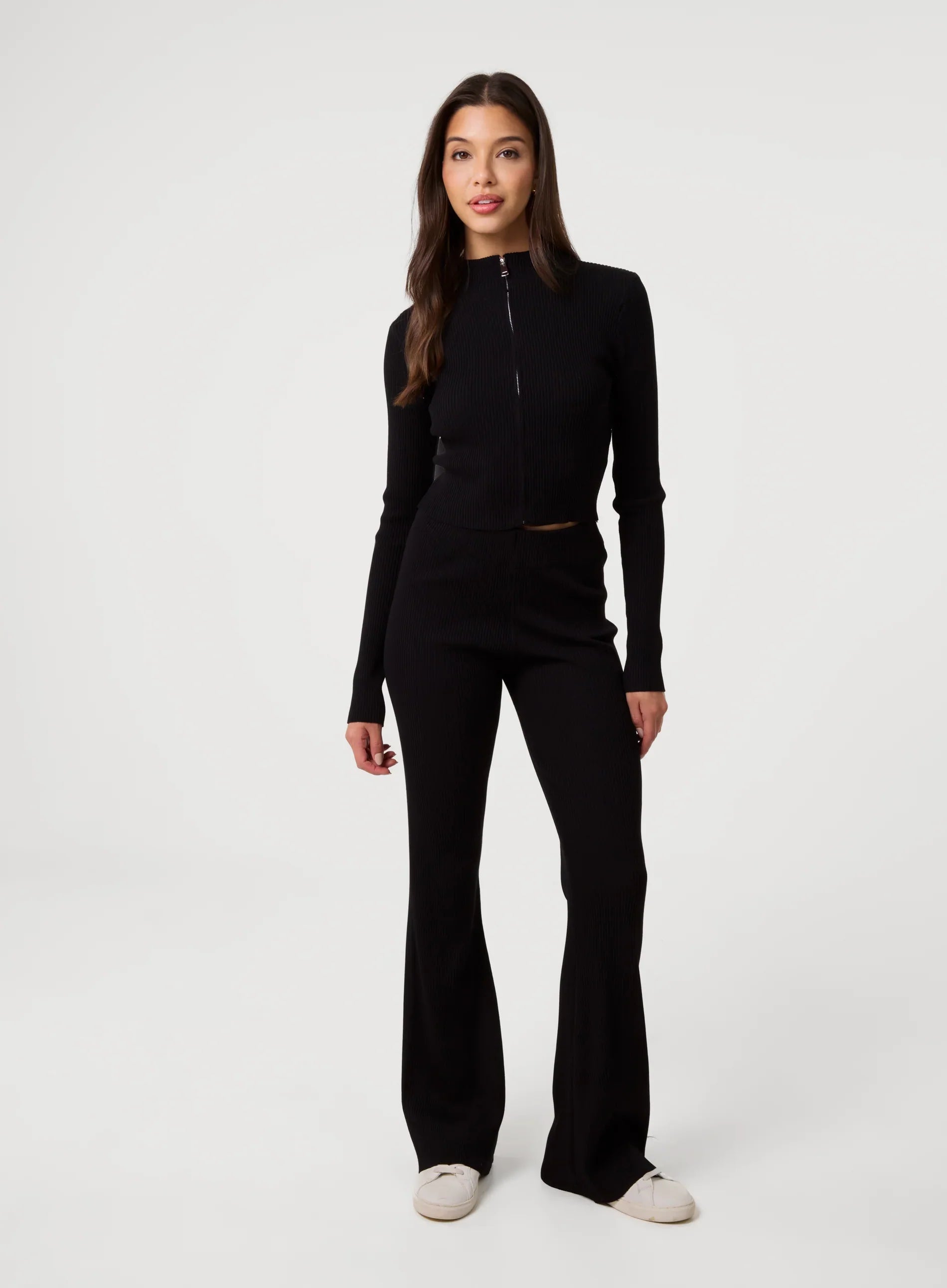Zip Up Ribbed Set