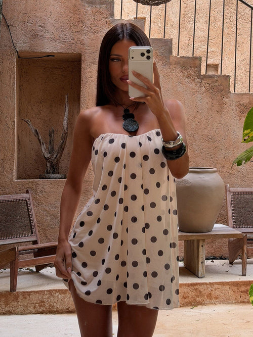 AURALIE MINI DRESS CREAM POLKA DOT