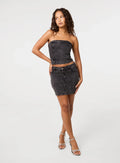 Diamante Denim Mini Skirt