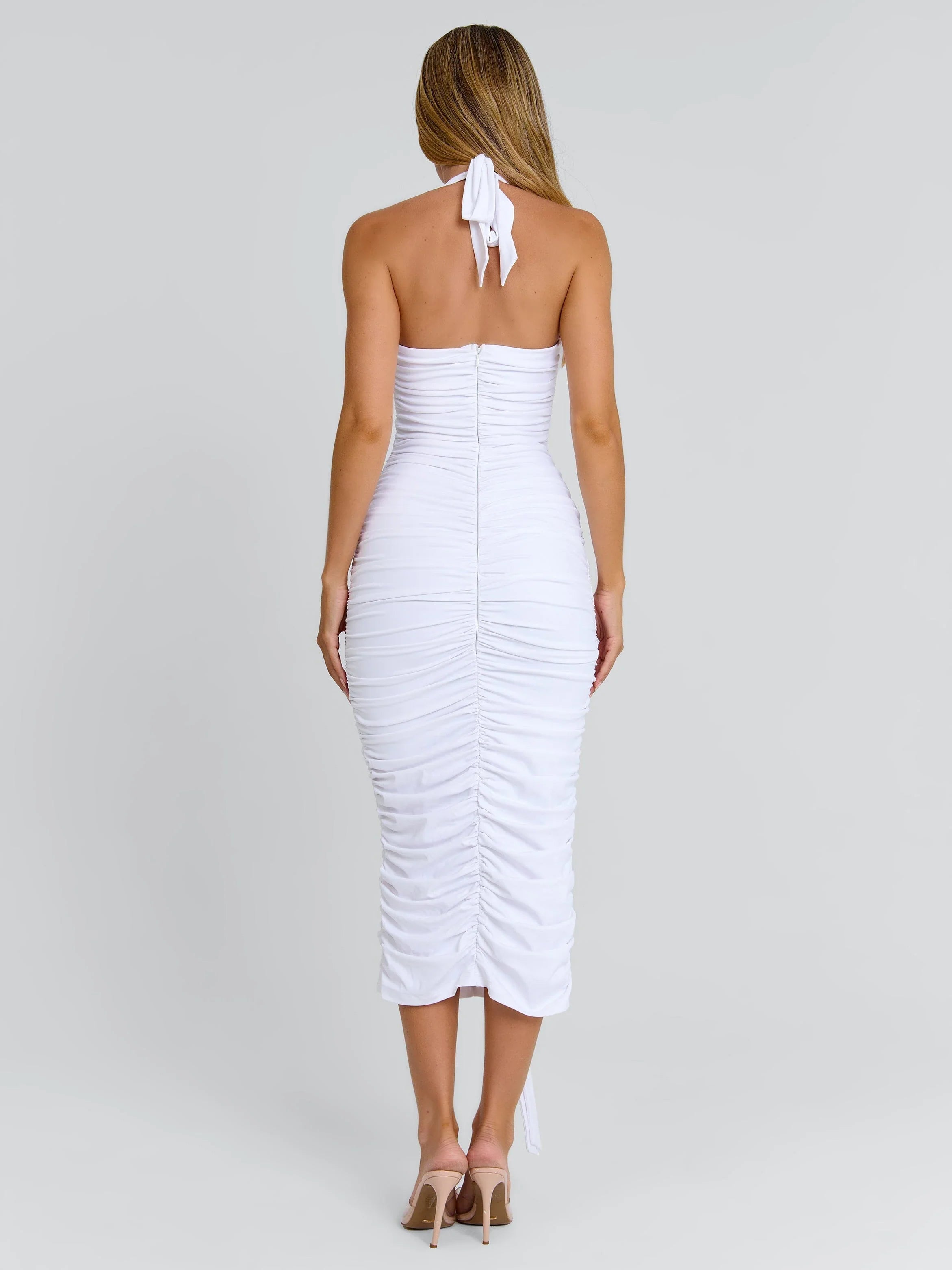 OMERY MIDI DRESS WHITE