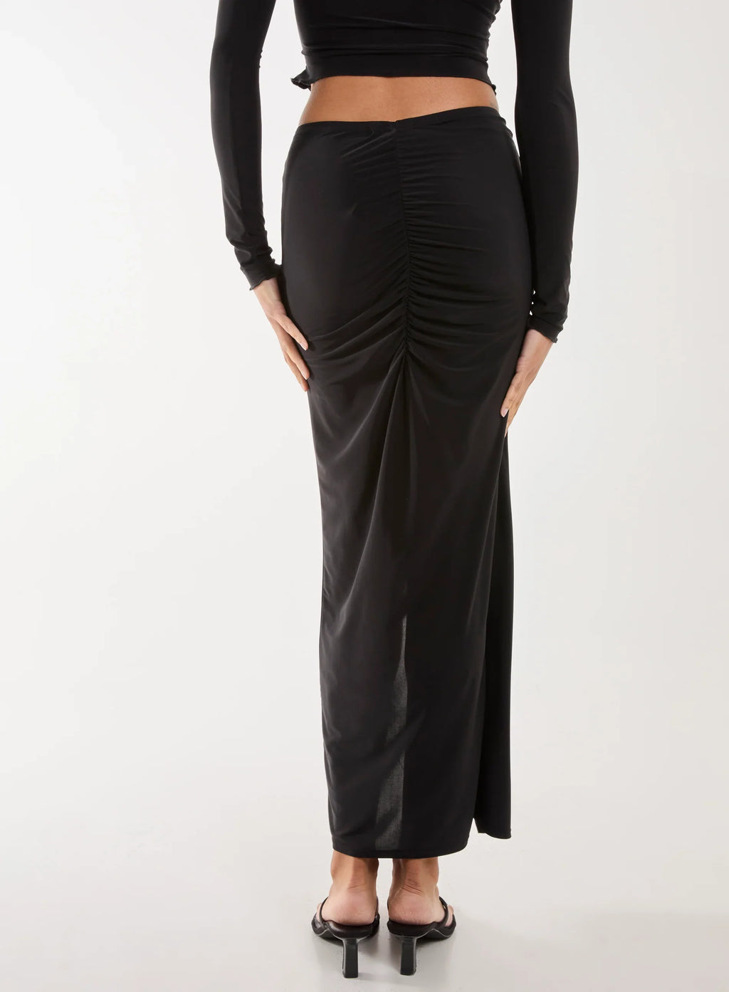 Slinky Ruched Maxi Skirt
