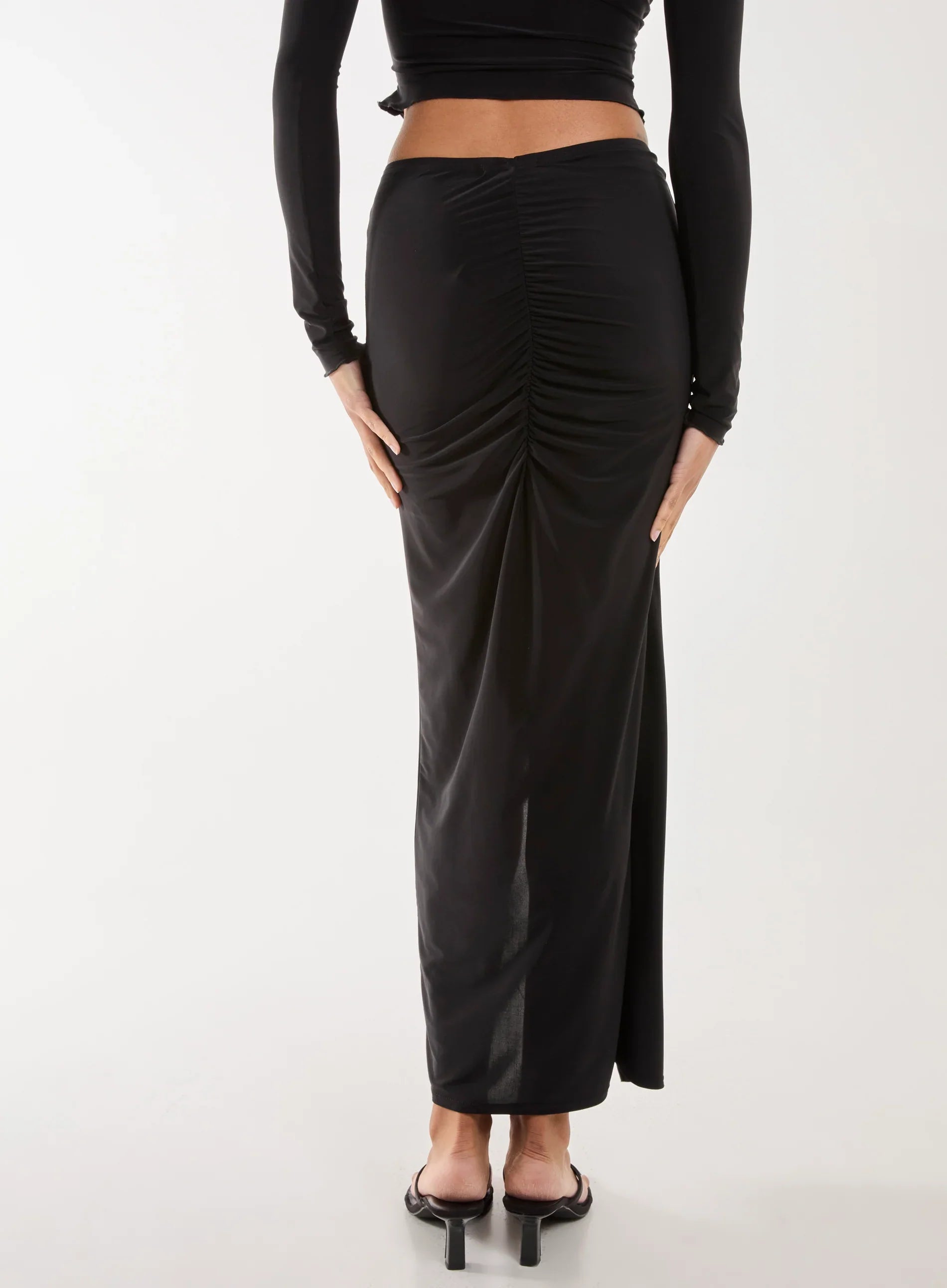 Slinky Ruched Maxi Skirt