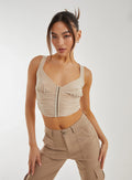 Eyelet Detail Corset Crop Top