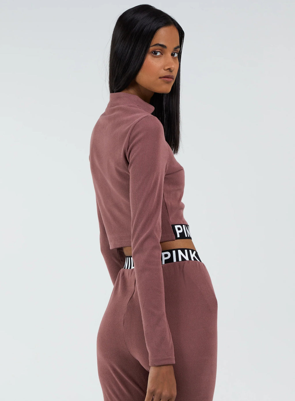 Long Sleeve Ribbed Logo Top