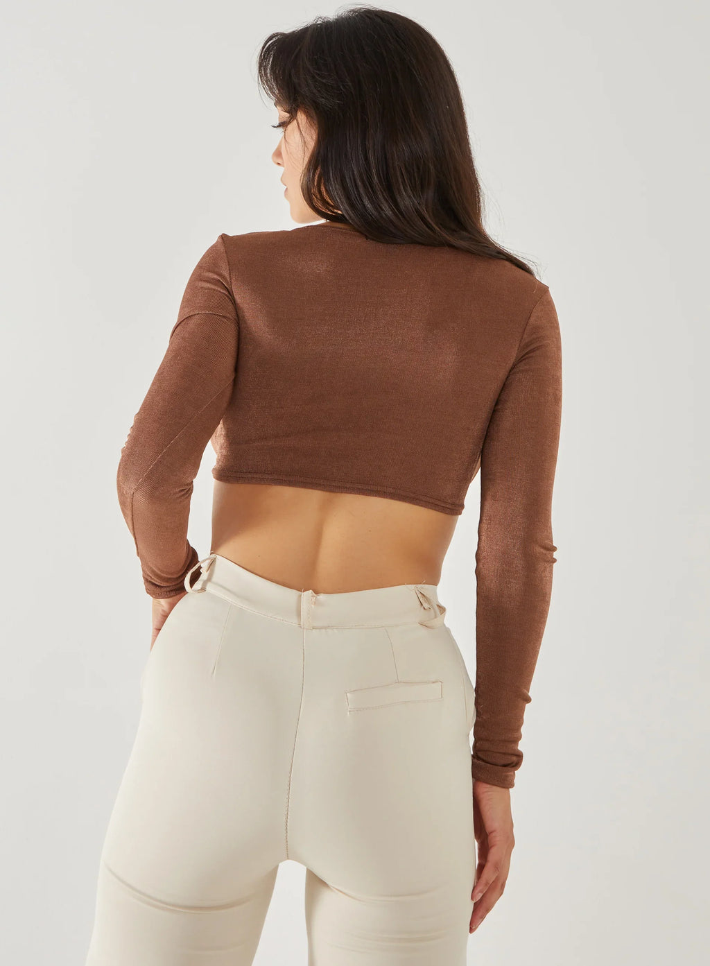 Long Sleeve Sweetheart Shimmer Top