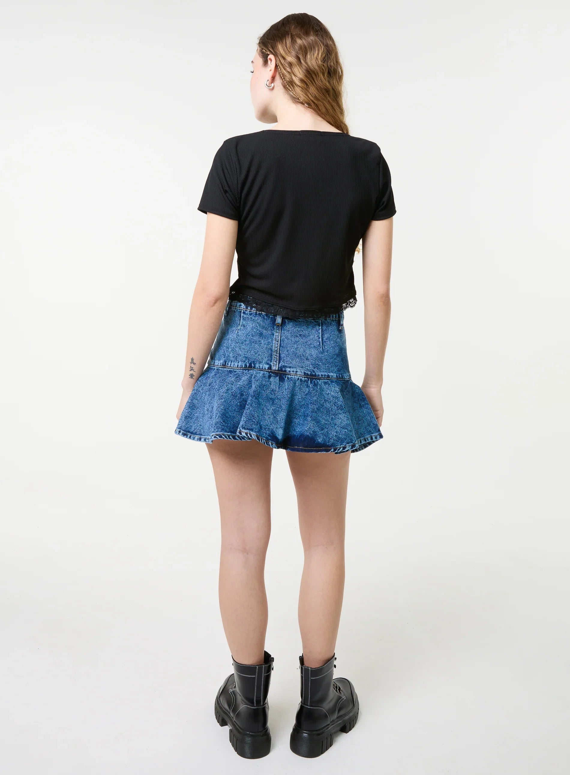 Flippy Denim Mini Skirt With Shorts