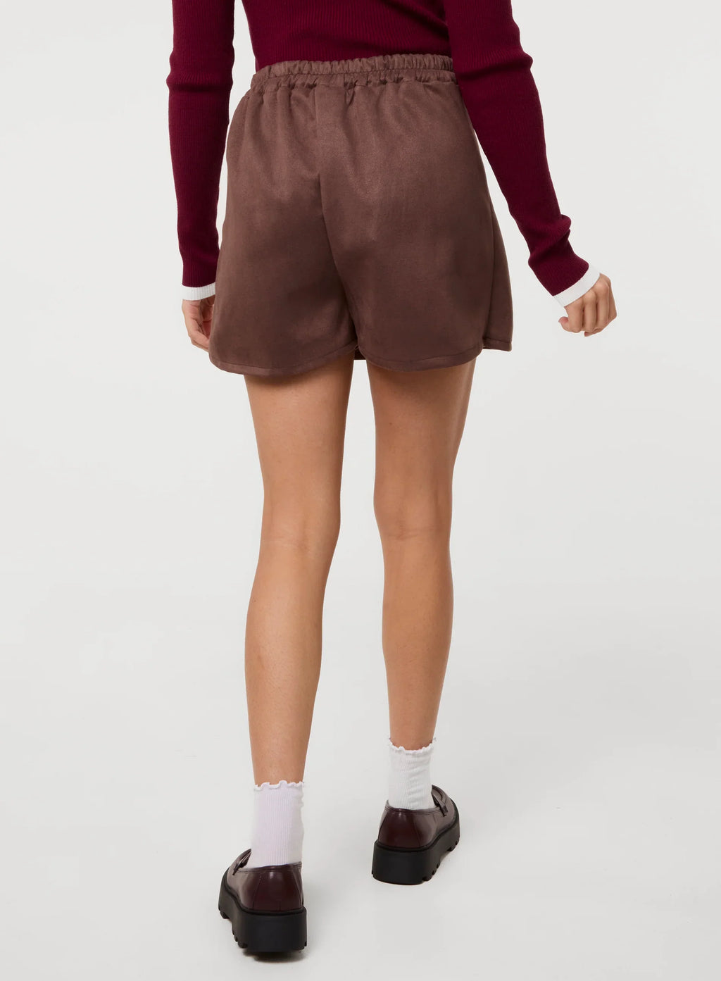 Suede Skort Slit Skirt