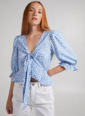 Ditsy Print Tie Front Crop Top