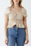 Short Sleeve Floral Ruched Top