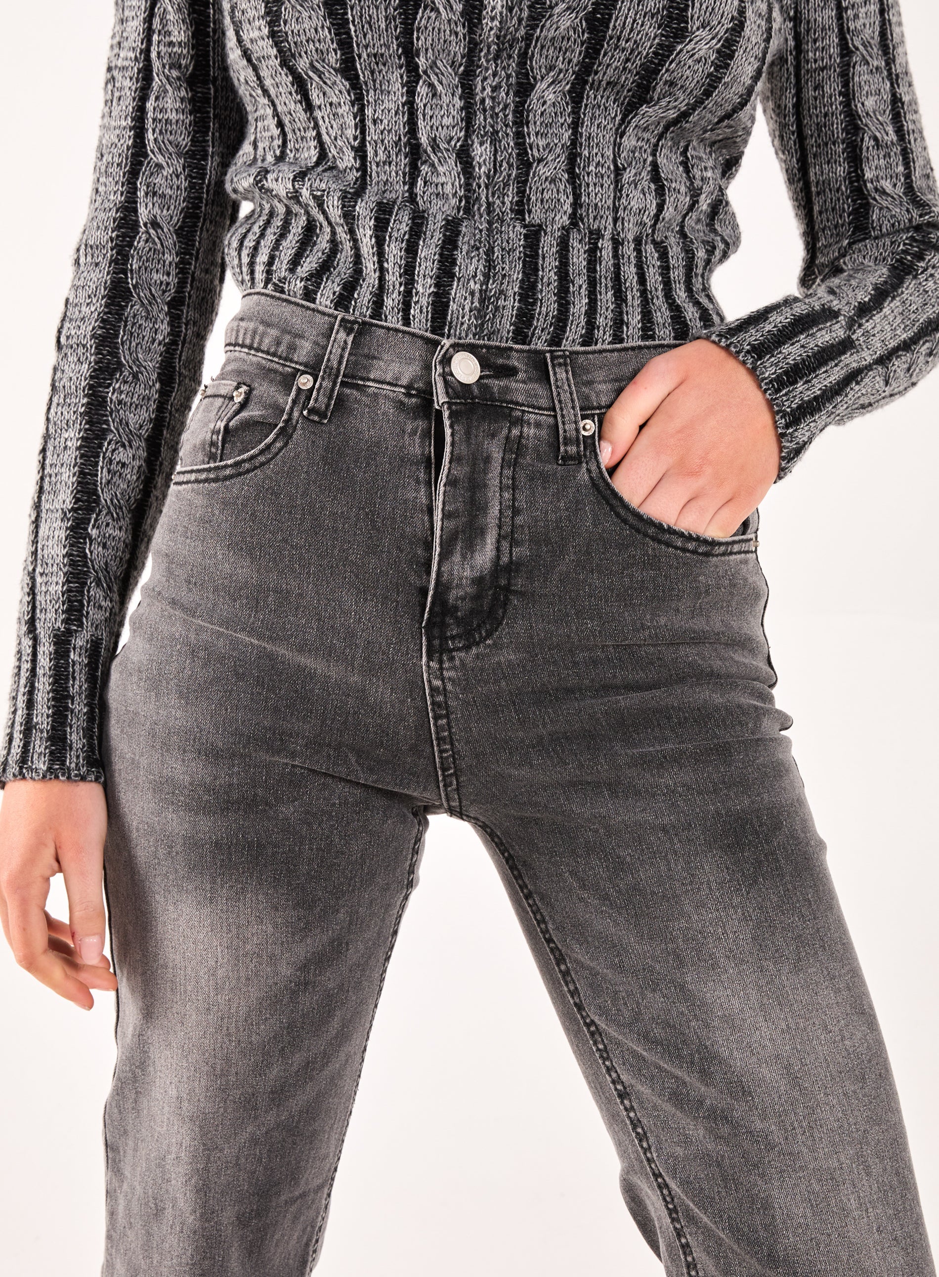 Washed Relaxed Fit High Waist Jeans