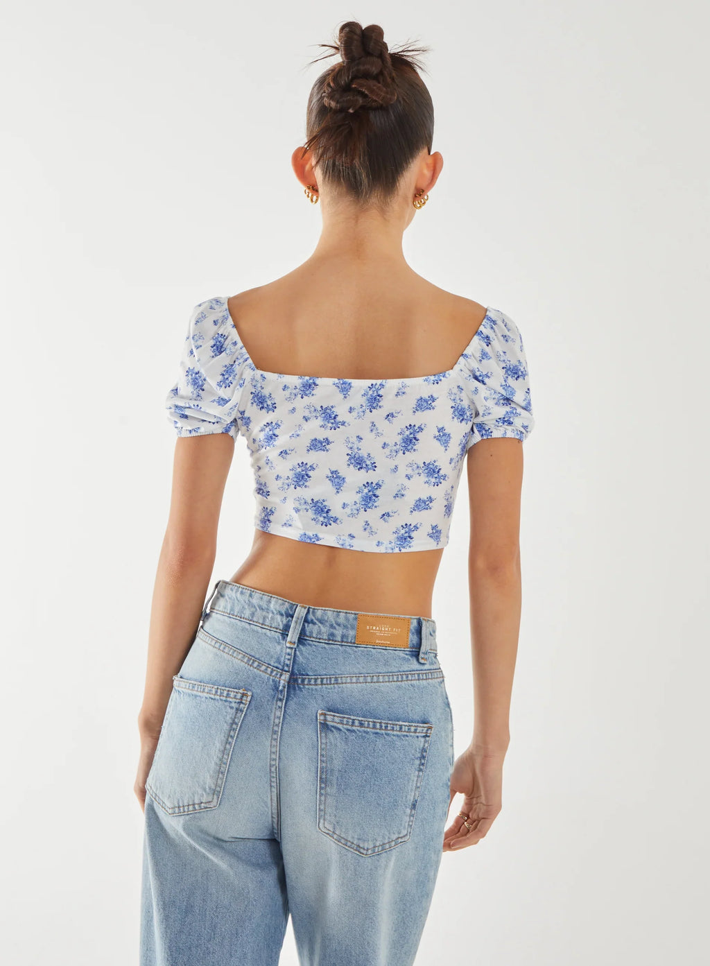Floral Puff Sleeve Crop Top