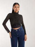 Sparkle Long Sleeve Mesh Top