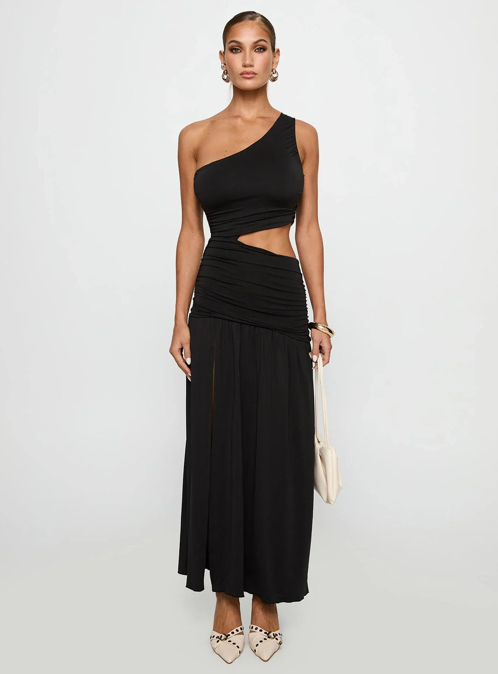 Magnetize Ruched Maxi Dress Black