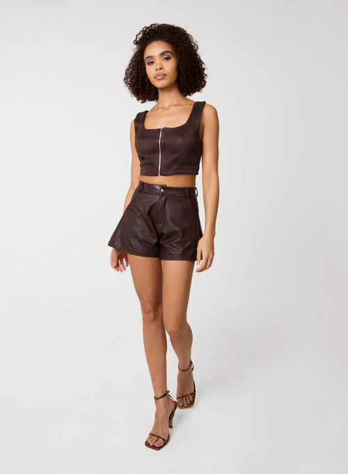 Bra Cup Suede Top