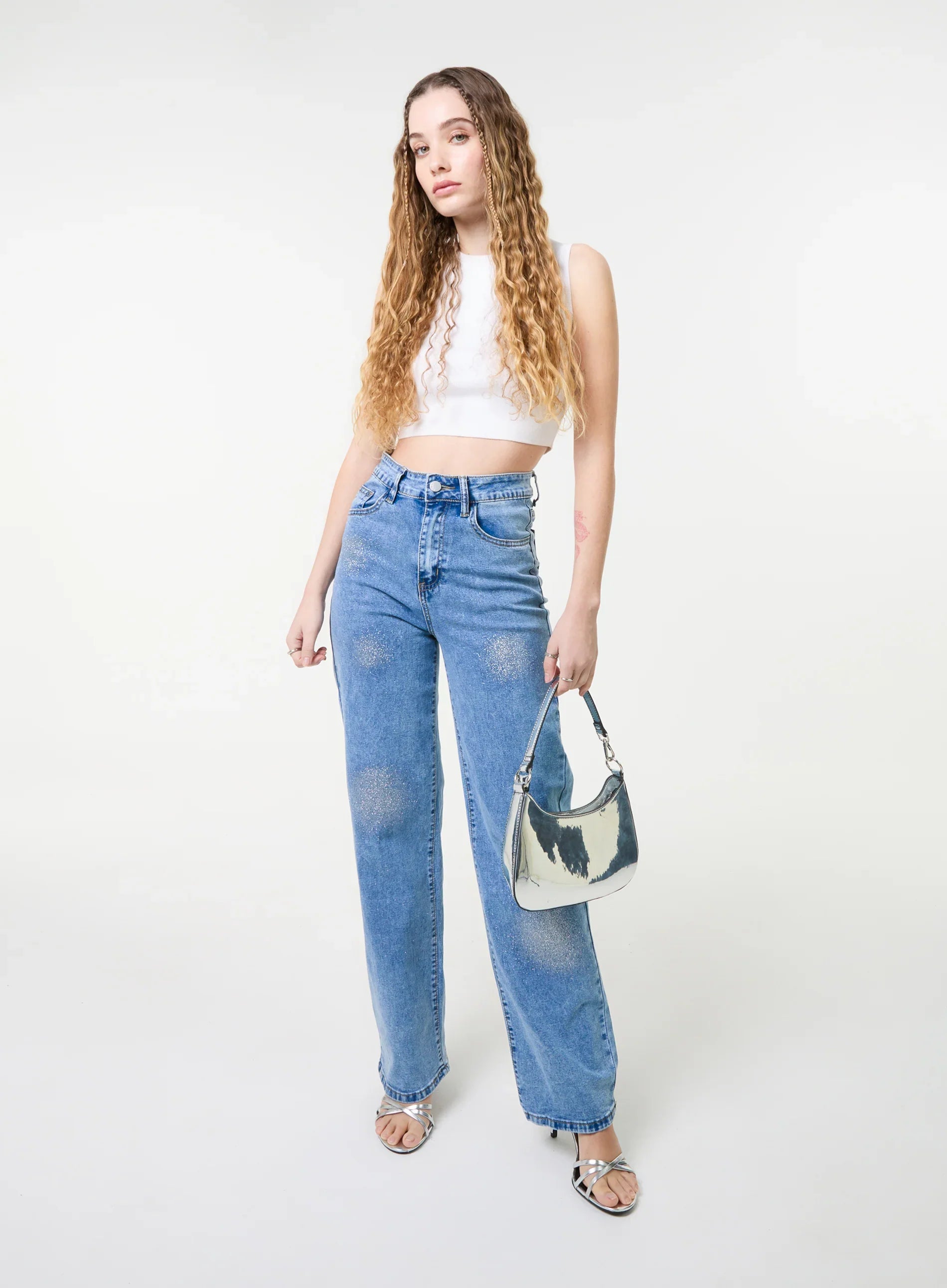 High Waist Glitter Jeans