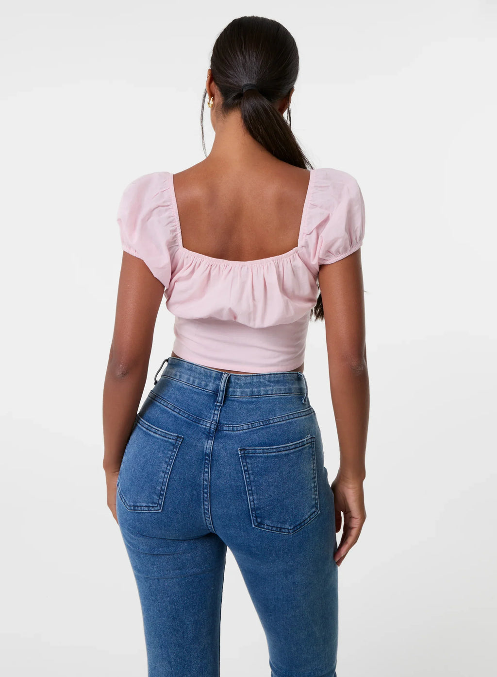 Puff Sleeve Broderie Detail Top