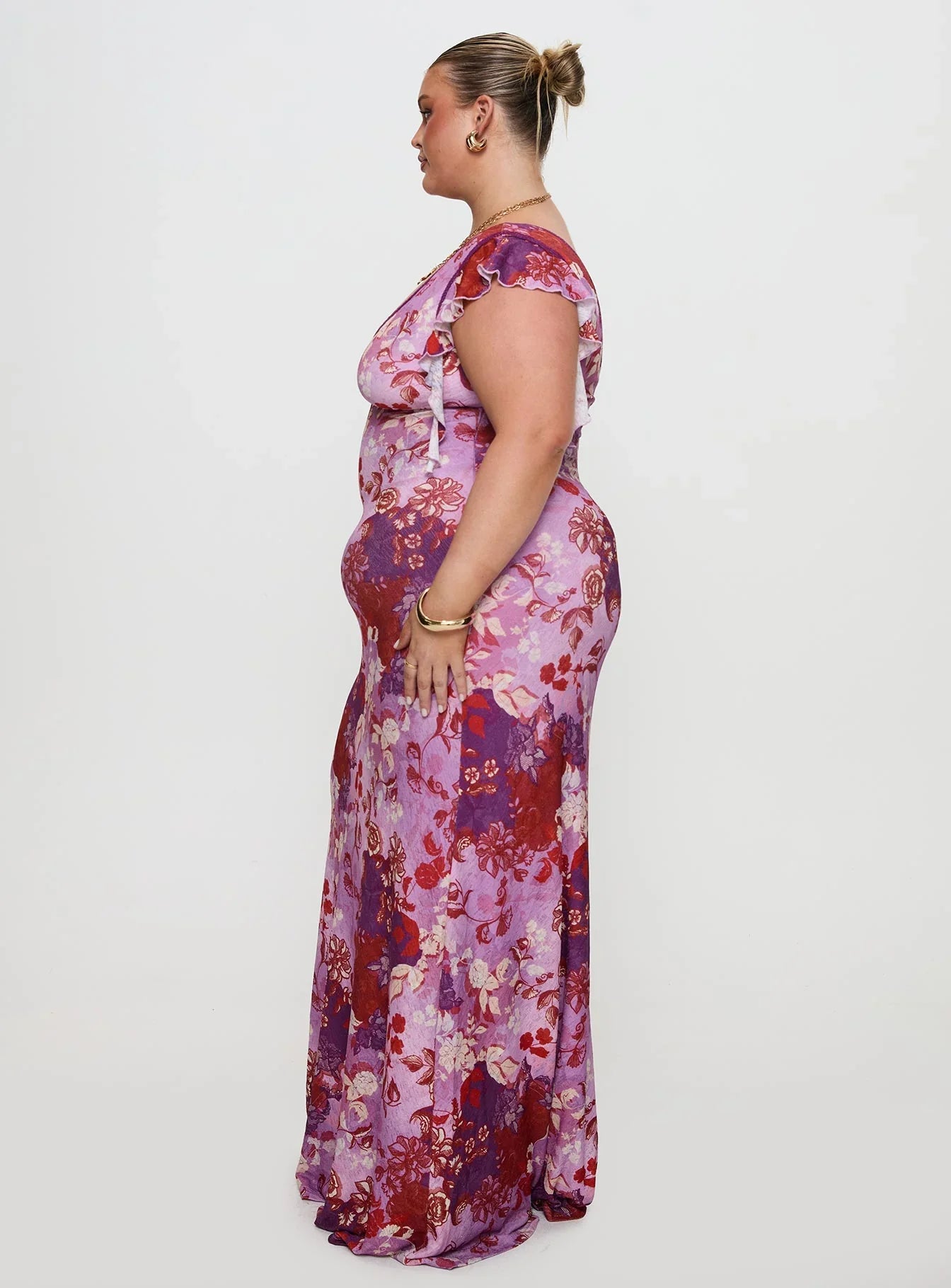 Soleila Maxi Dress Purple Multi Curve