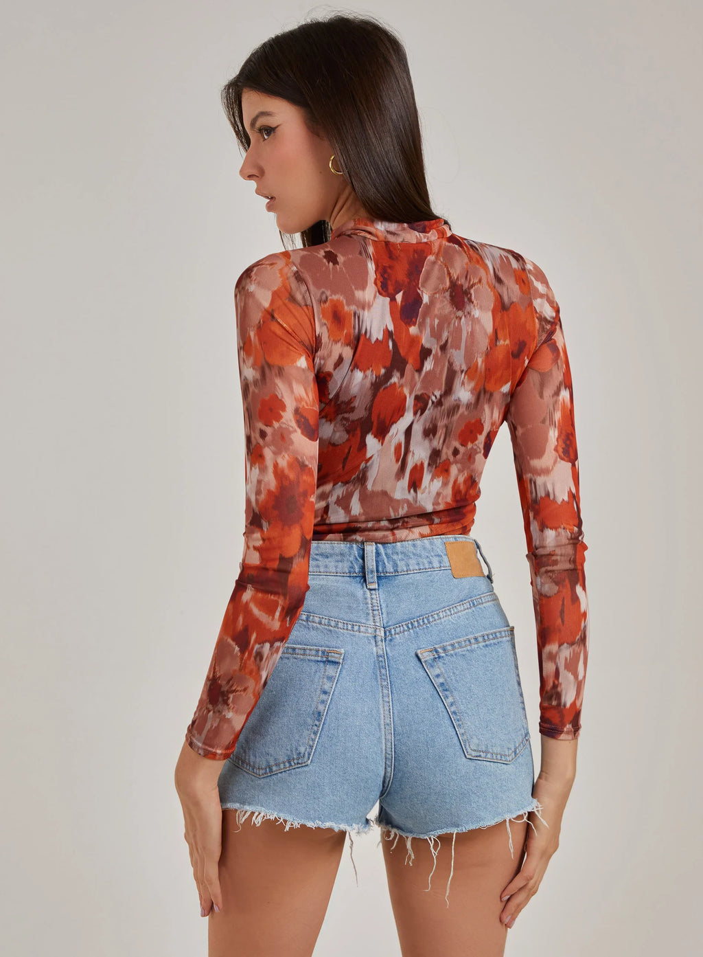 Graphic Floral High Neck Bodysuit