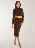 Flocked Floral Midi Skirt