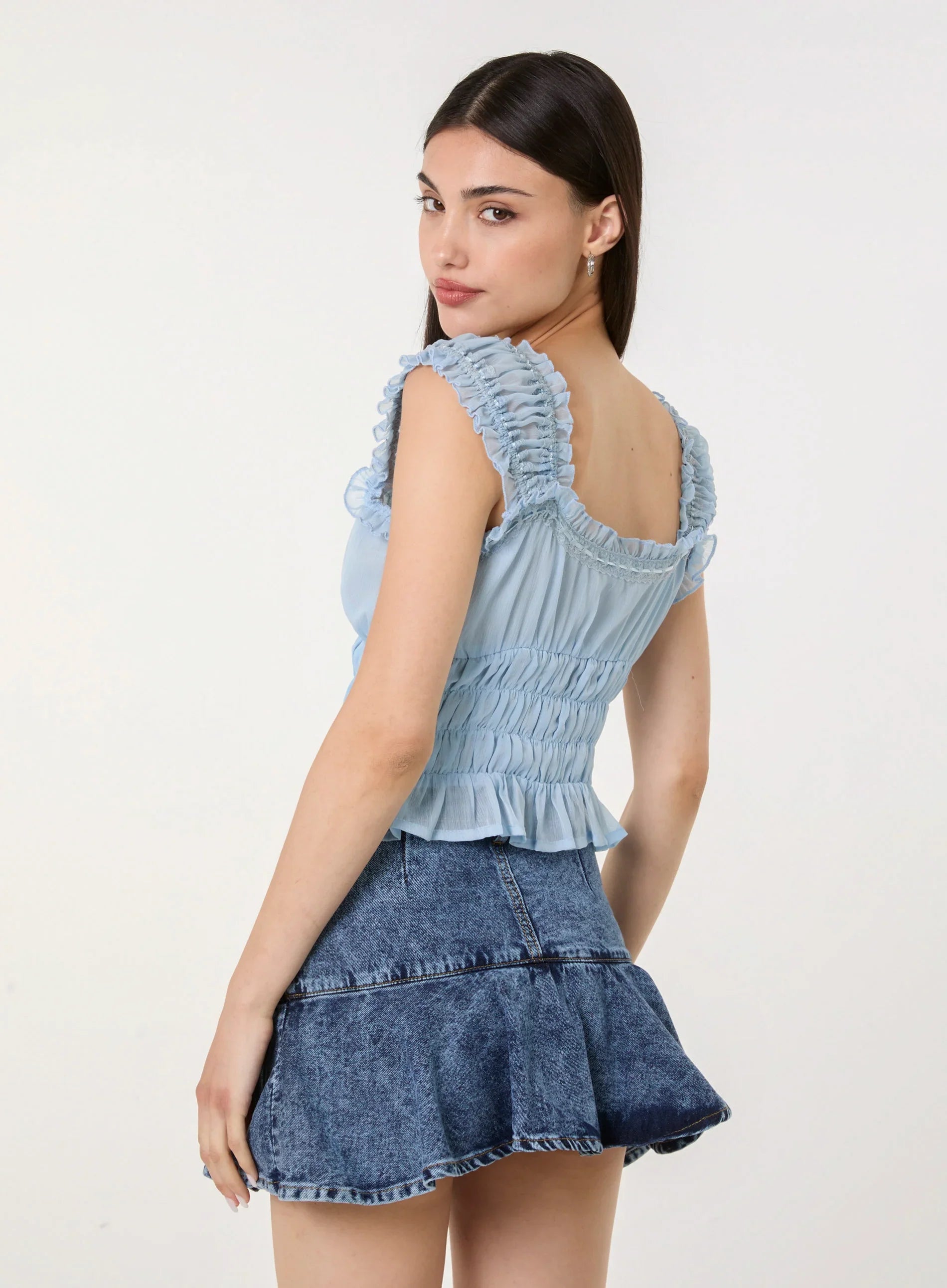 Ribbon Trim Milkmaid Top