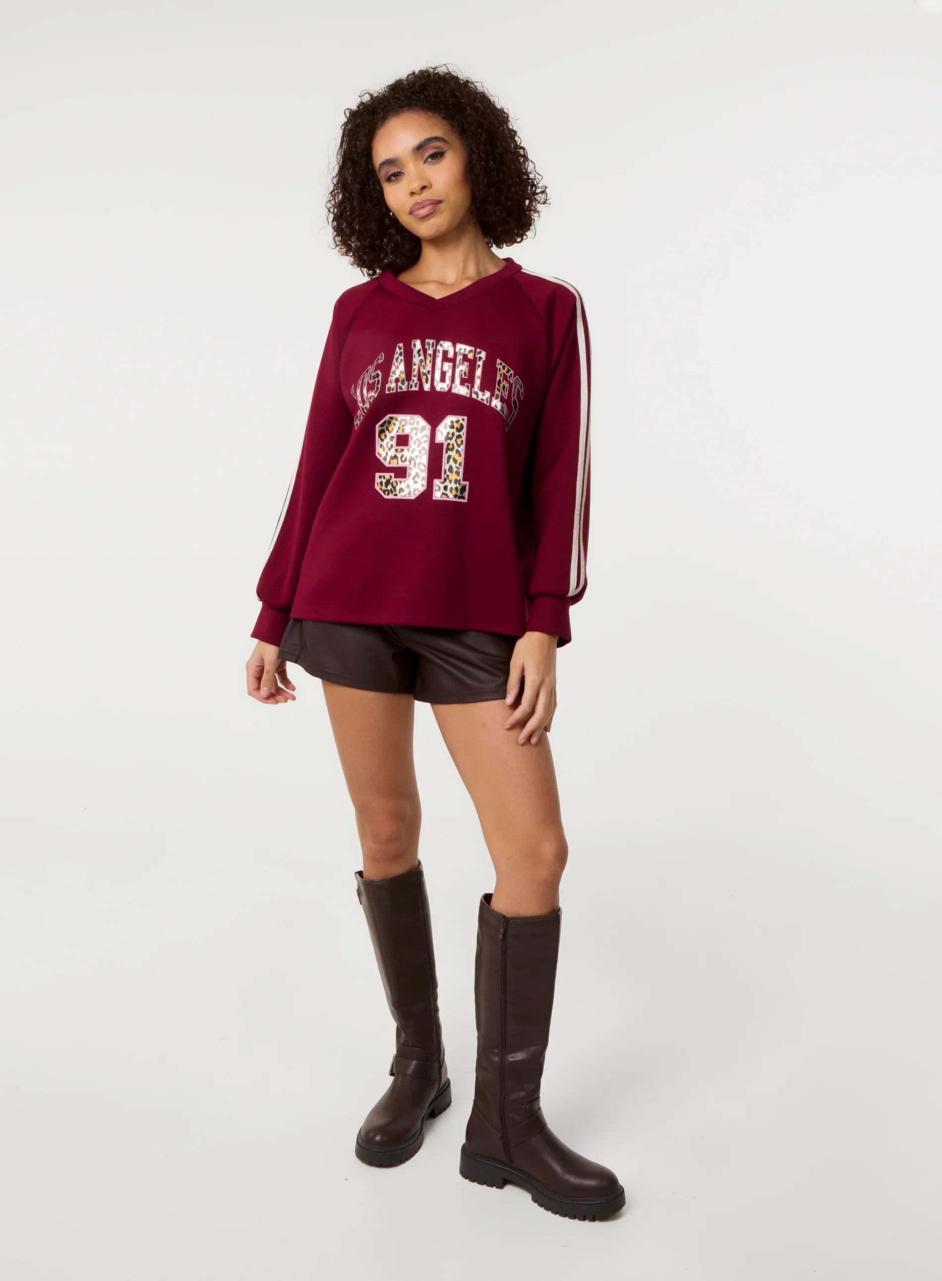 Metallic Leopard Long Sleeve Sports Jersey