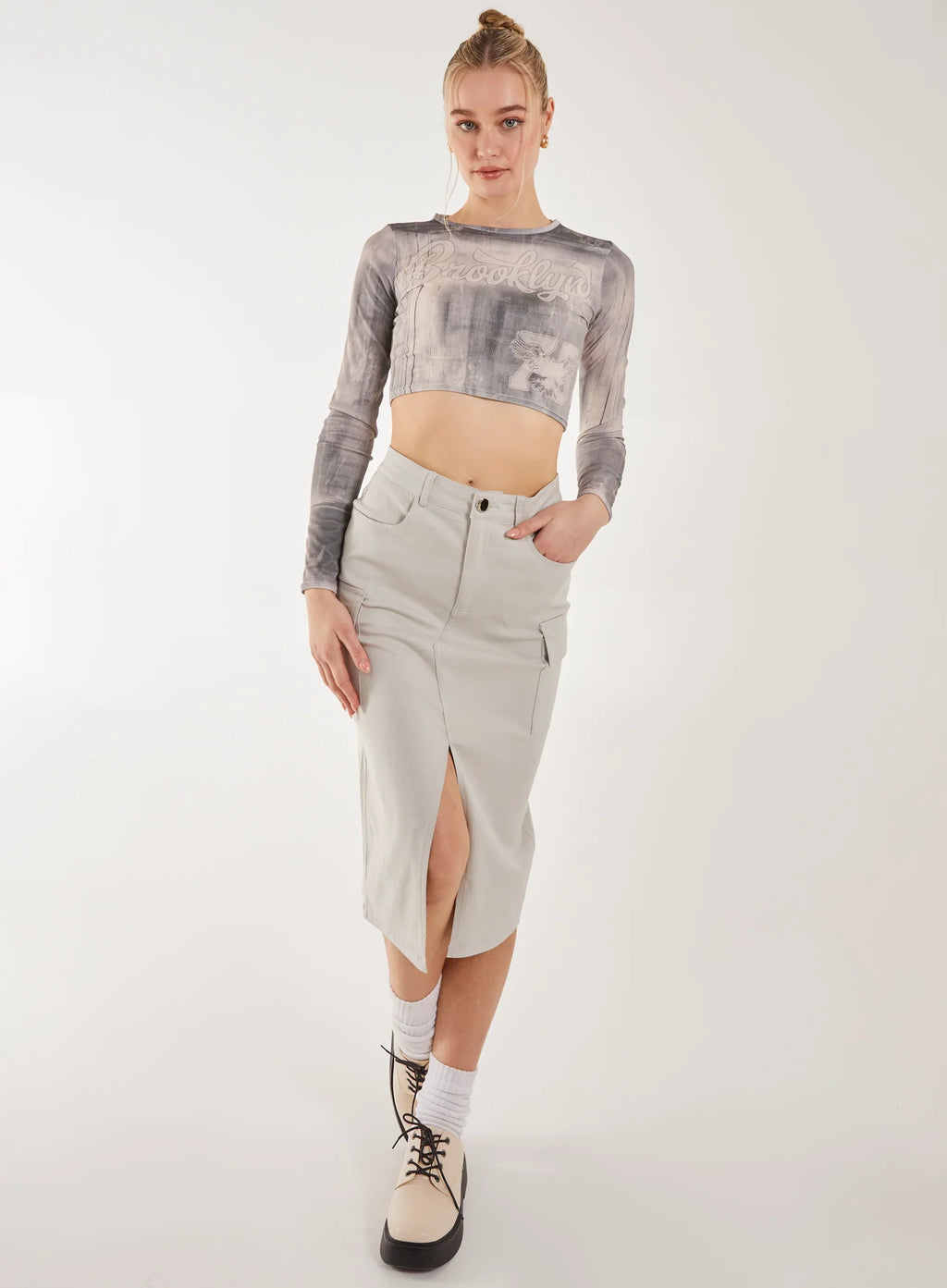 Washed Print Long Sleeve Brooklyn Top