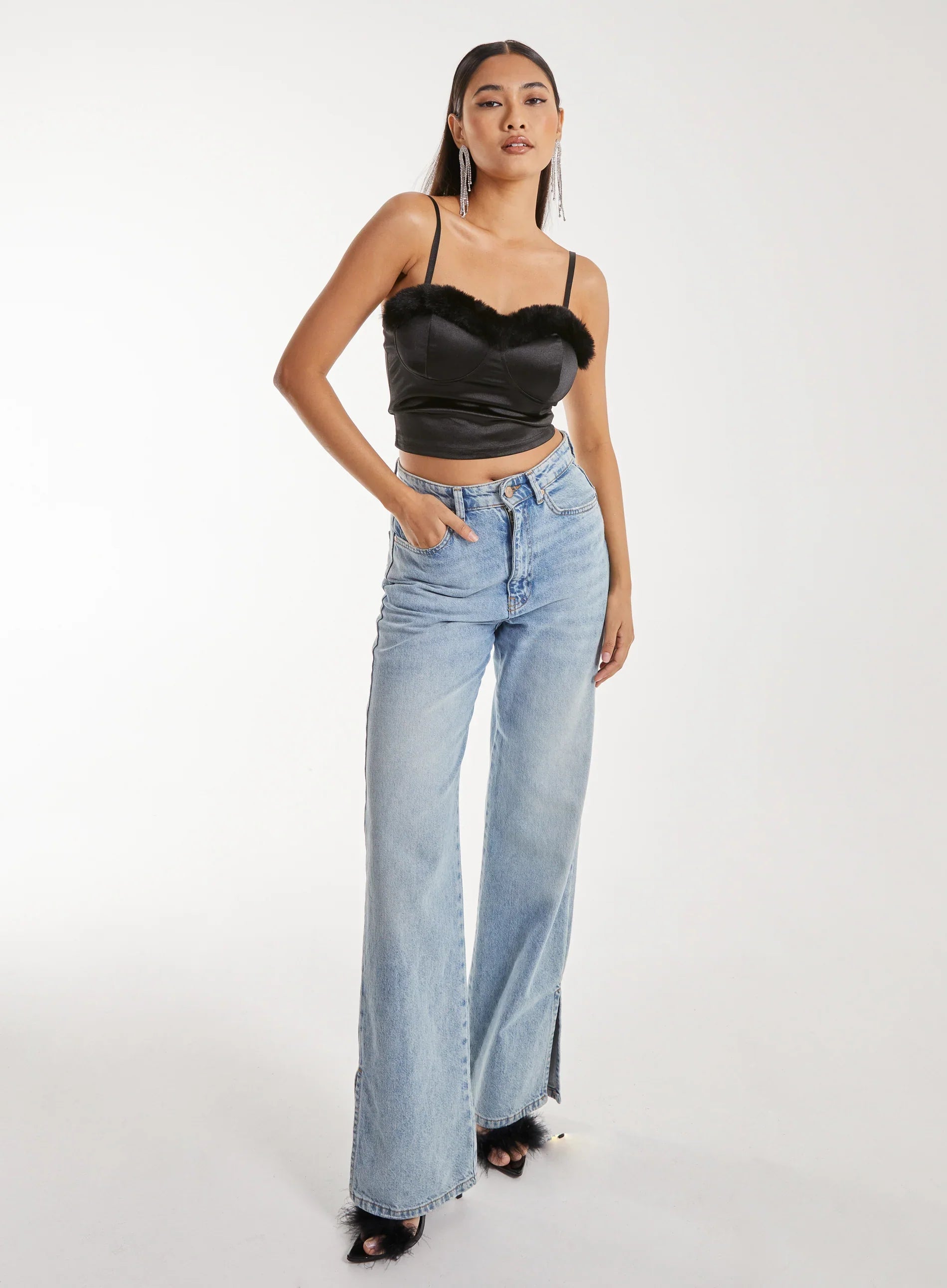 Fuzzy Trim Bralette
