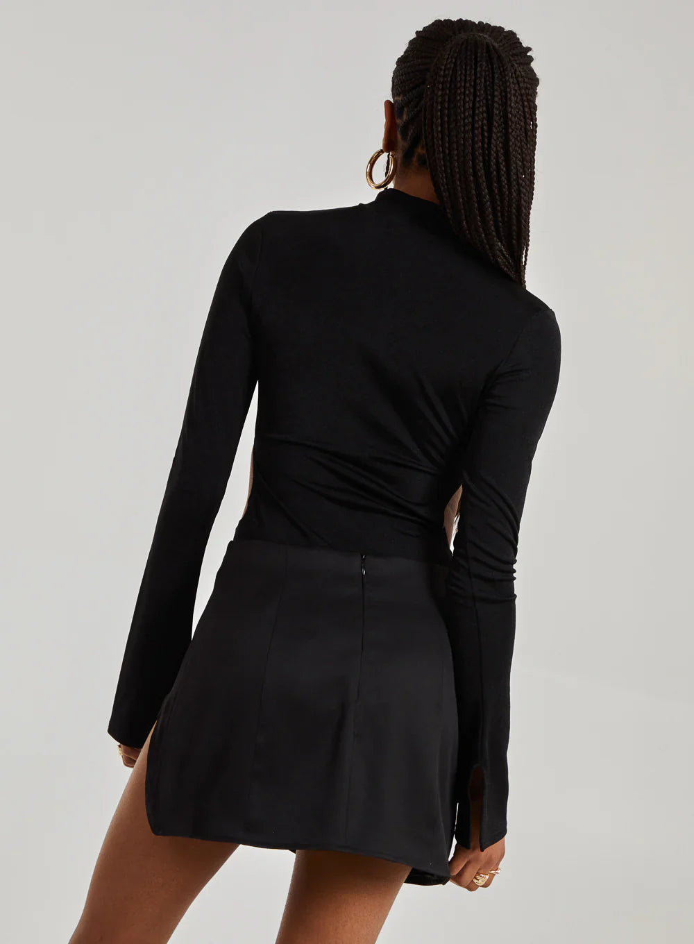 Slinky Cut Out Flare Sleeve Bodysuit