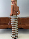Leylana Scoop Knitted Maxi Dress Blue / Brown Stripe