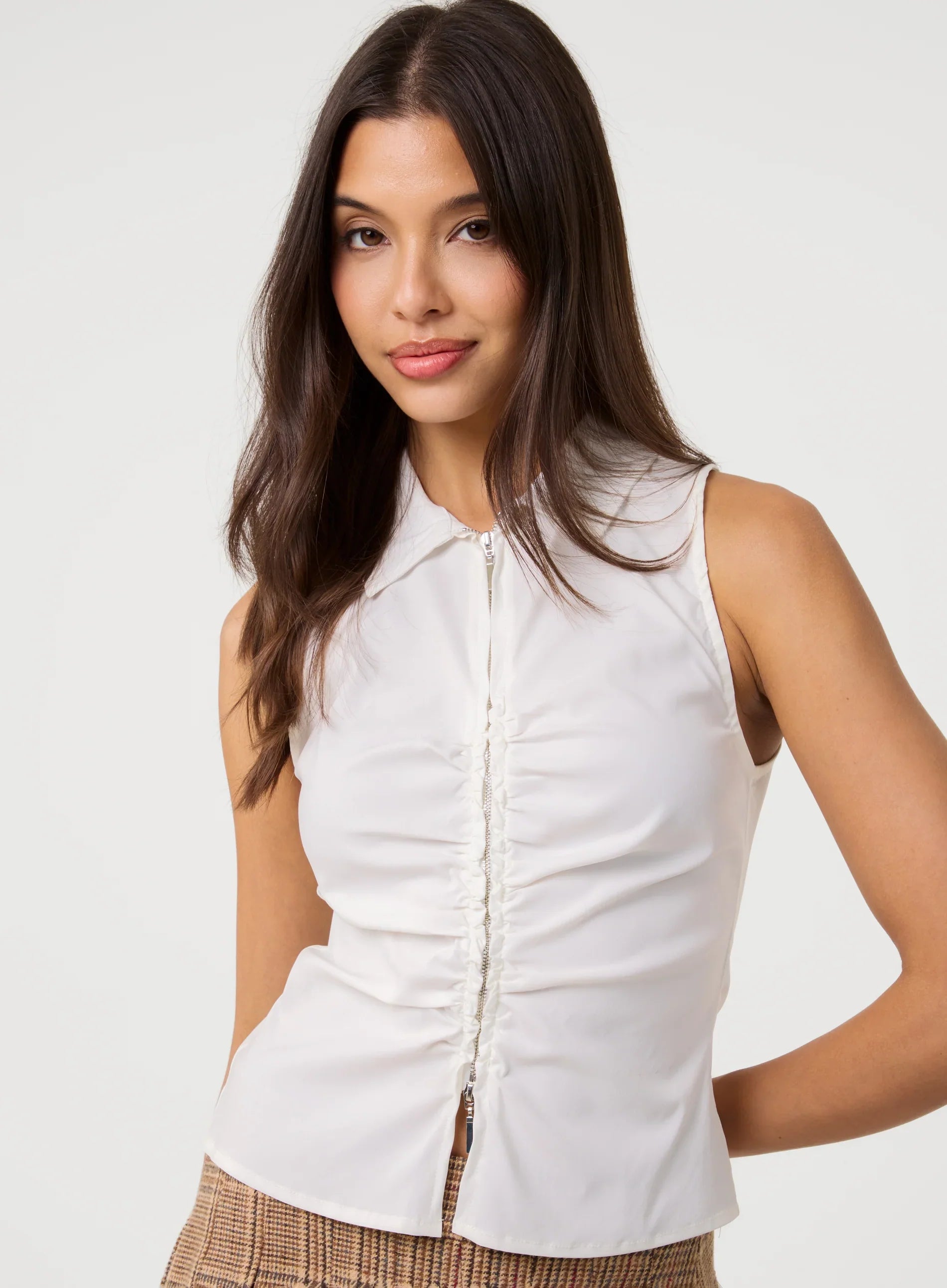 Double Zip Sleeveless Top