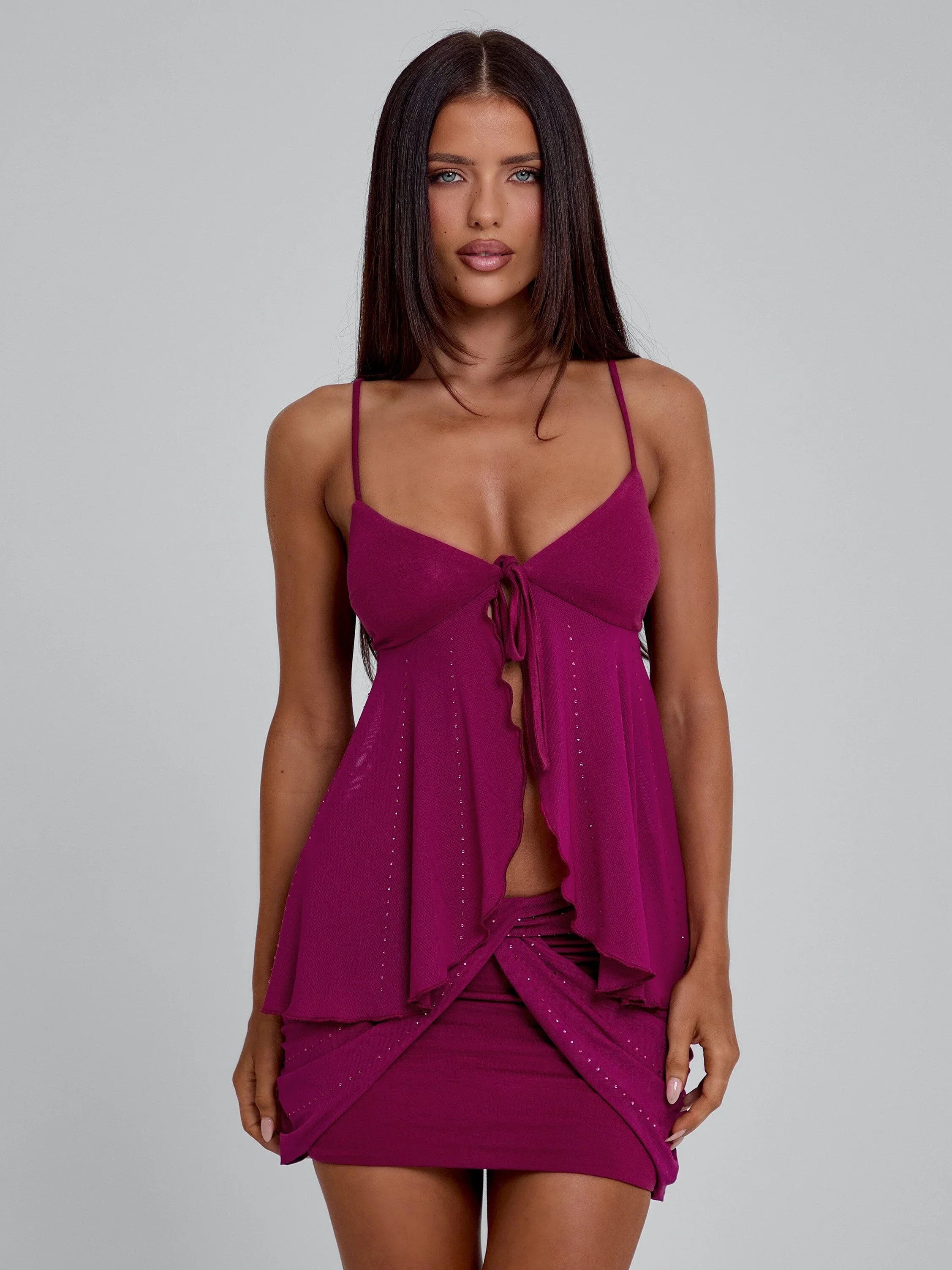 GEORGINA MINI SKIRT PLUM