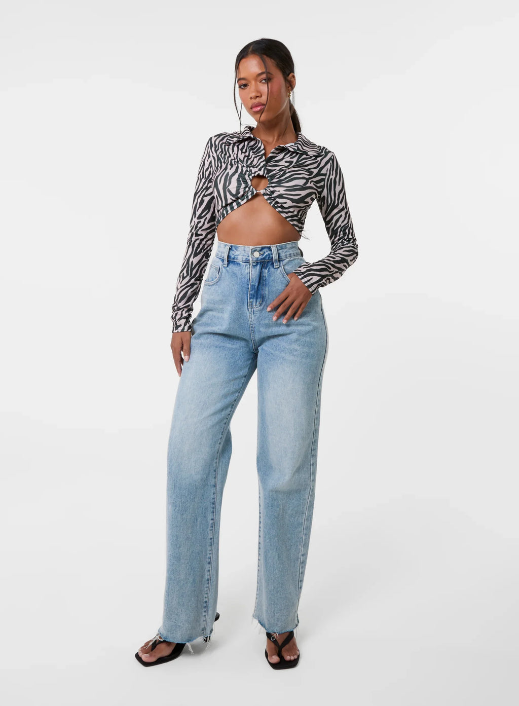Zebra Print Collared Top
