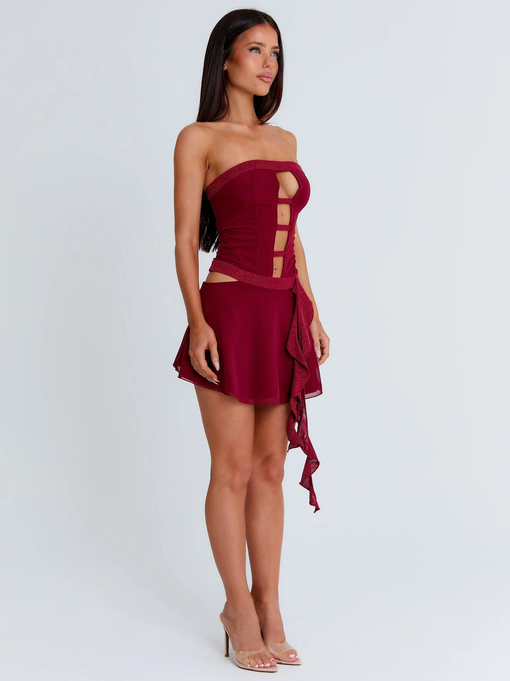 NINA MINI DRESS BURGUNDY