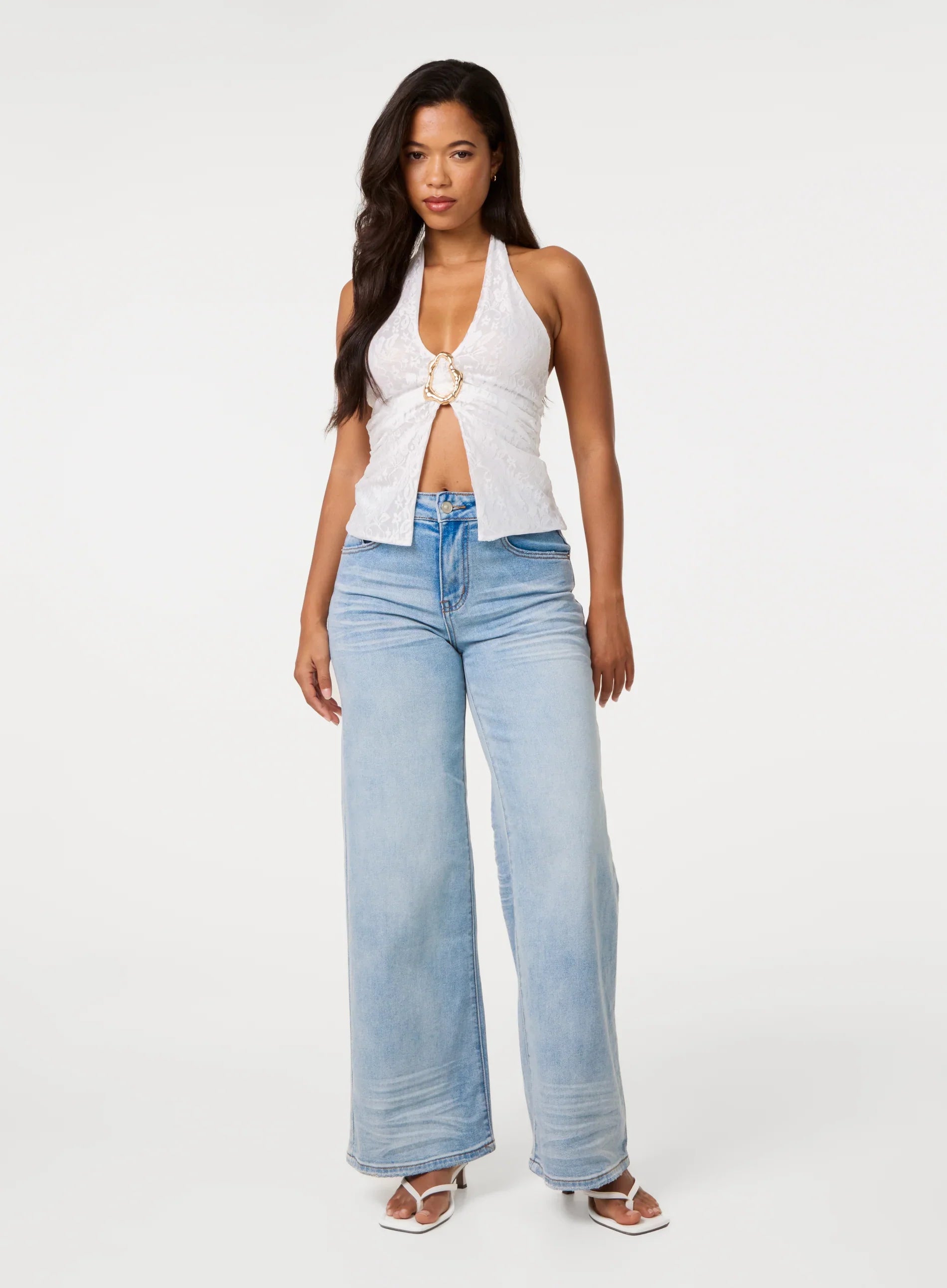 Lace Trim Halter Top