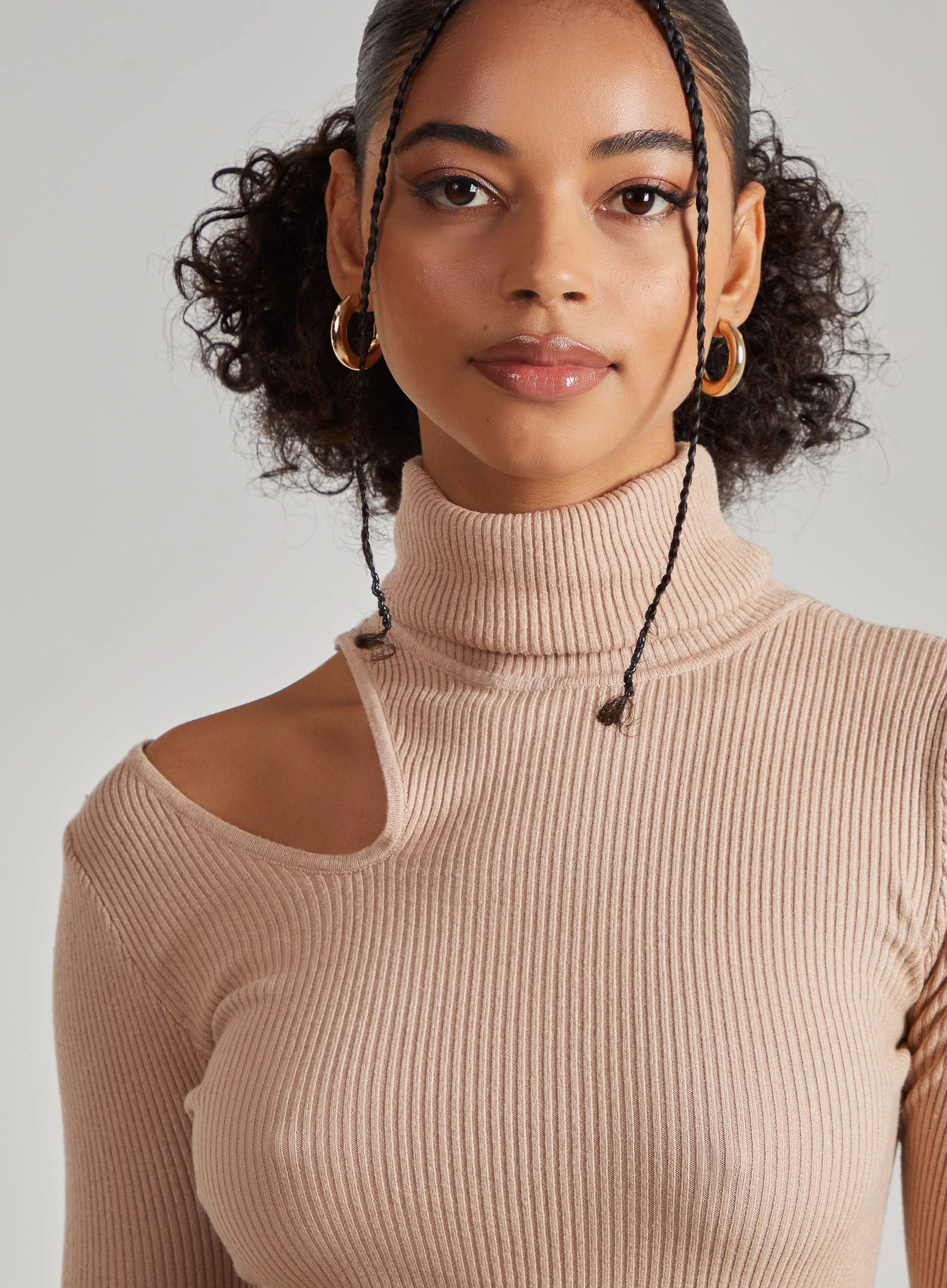 Knit Cut Out Turtle Neck Top