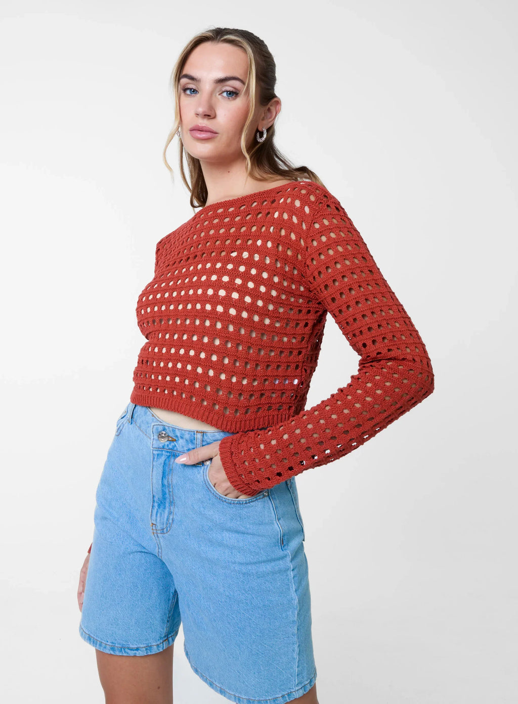 Long Sleeve Crochet Top
