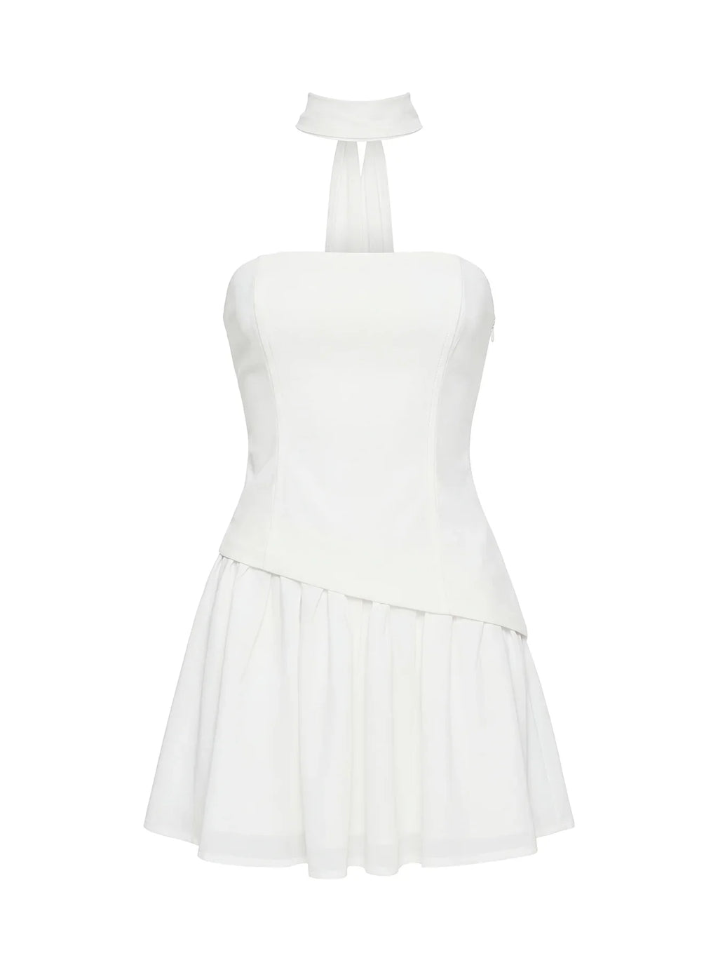 Odela Strapless Drop Waist Mini Dress White