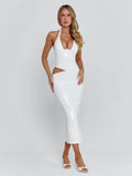 EVALEE MIDI DRESS WHITE