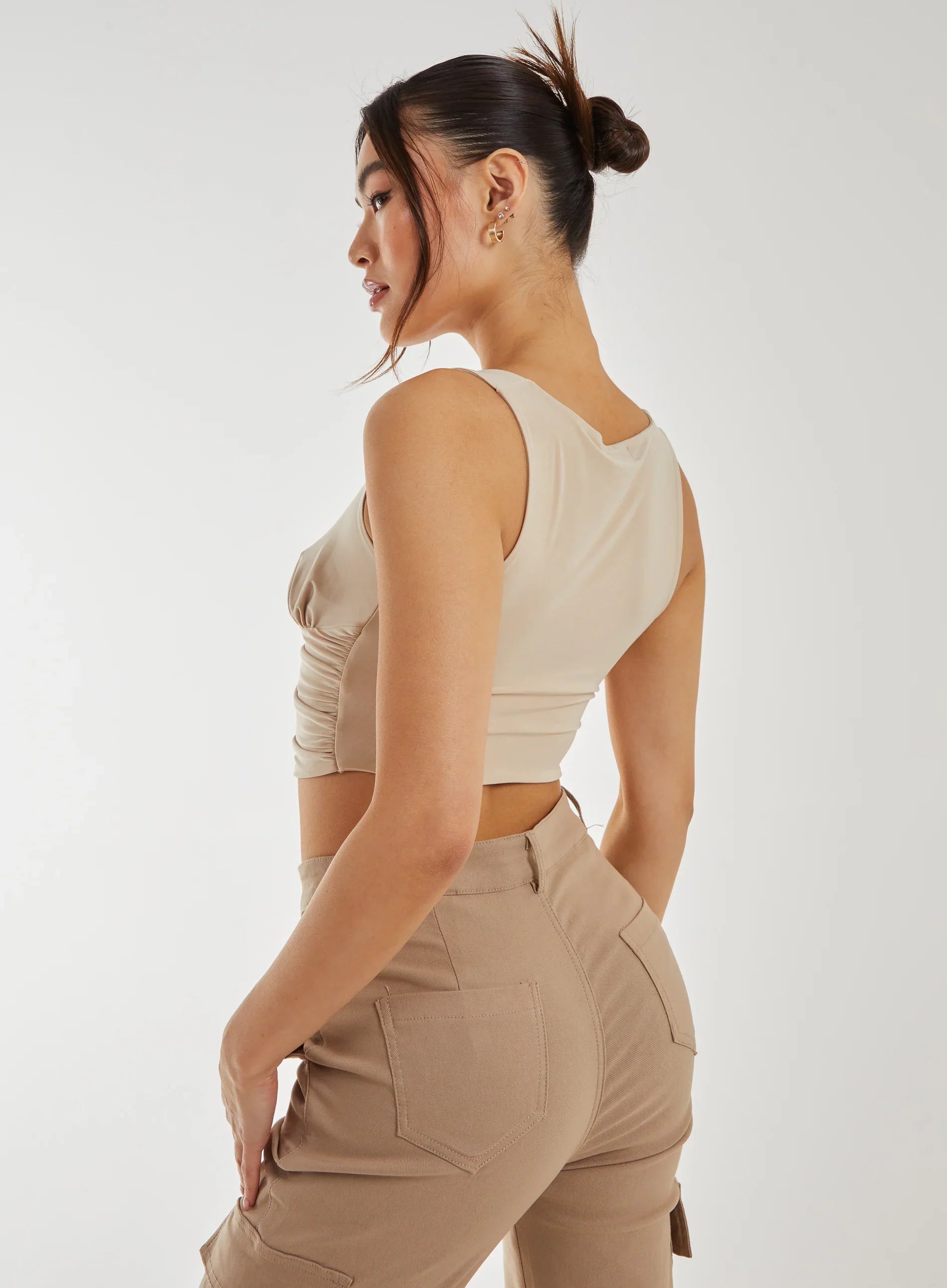 Eyelet Detail Corset Crop Top