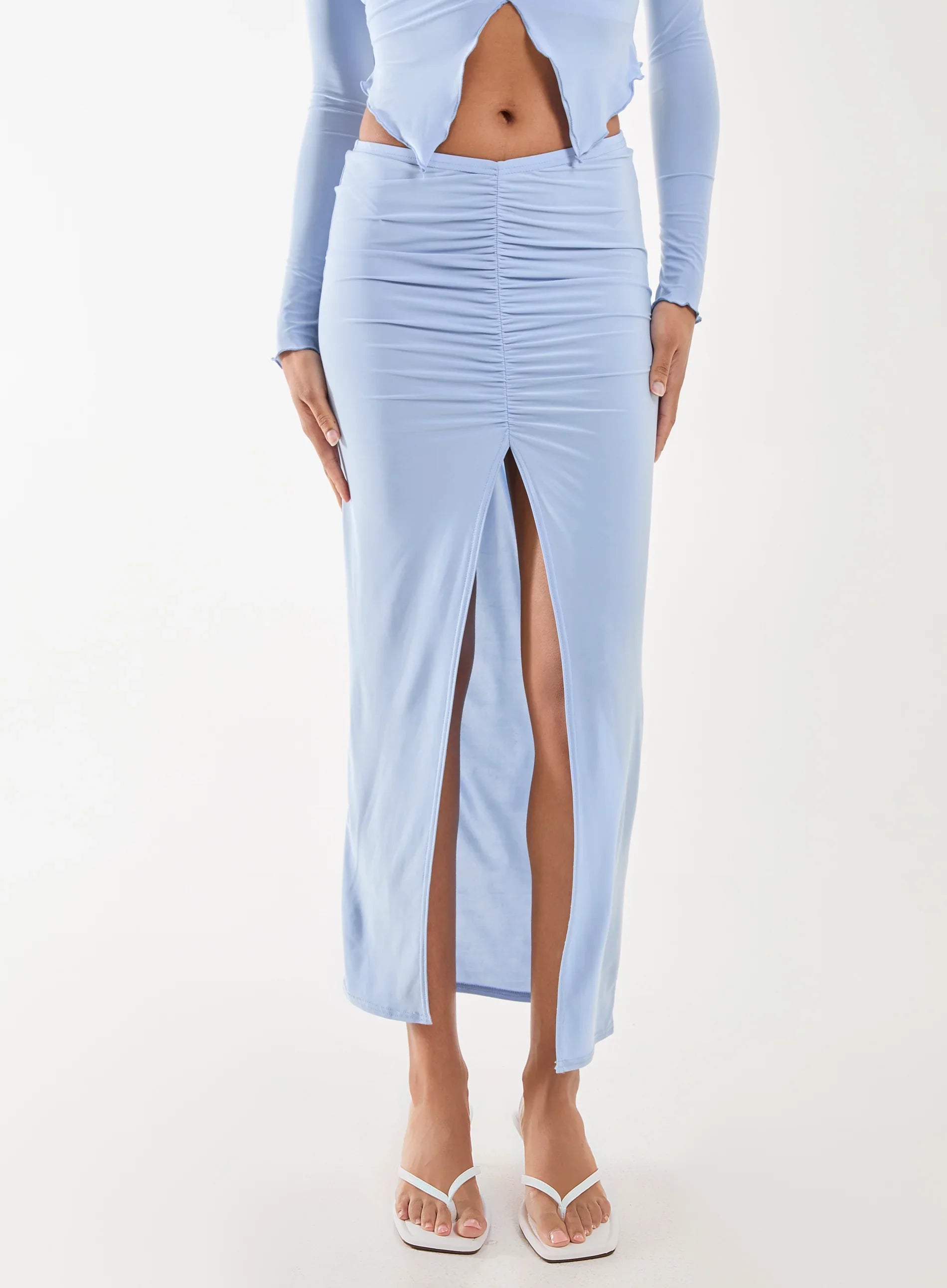 Slinky Ruched Maxi Skirt