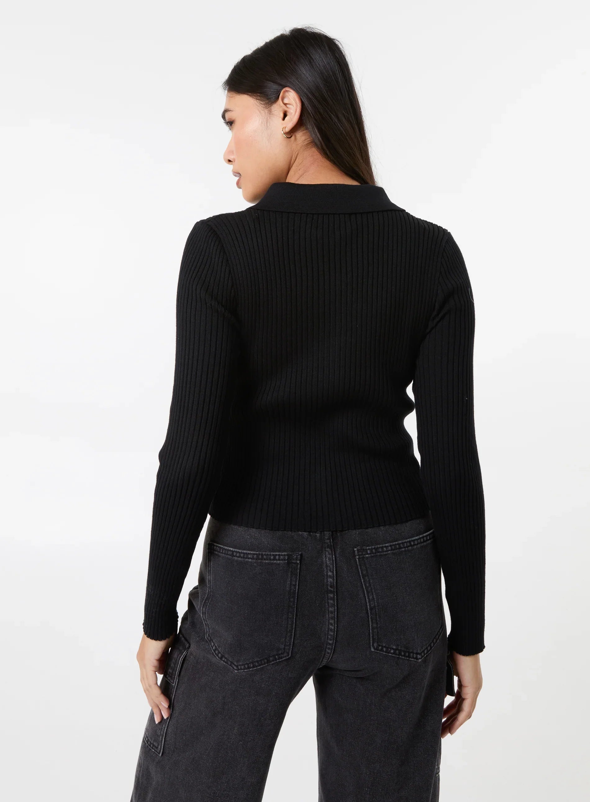 Long Sleeve Zip Up Ribbed Top