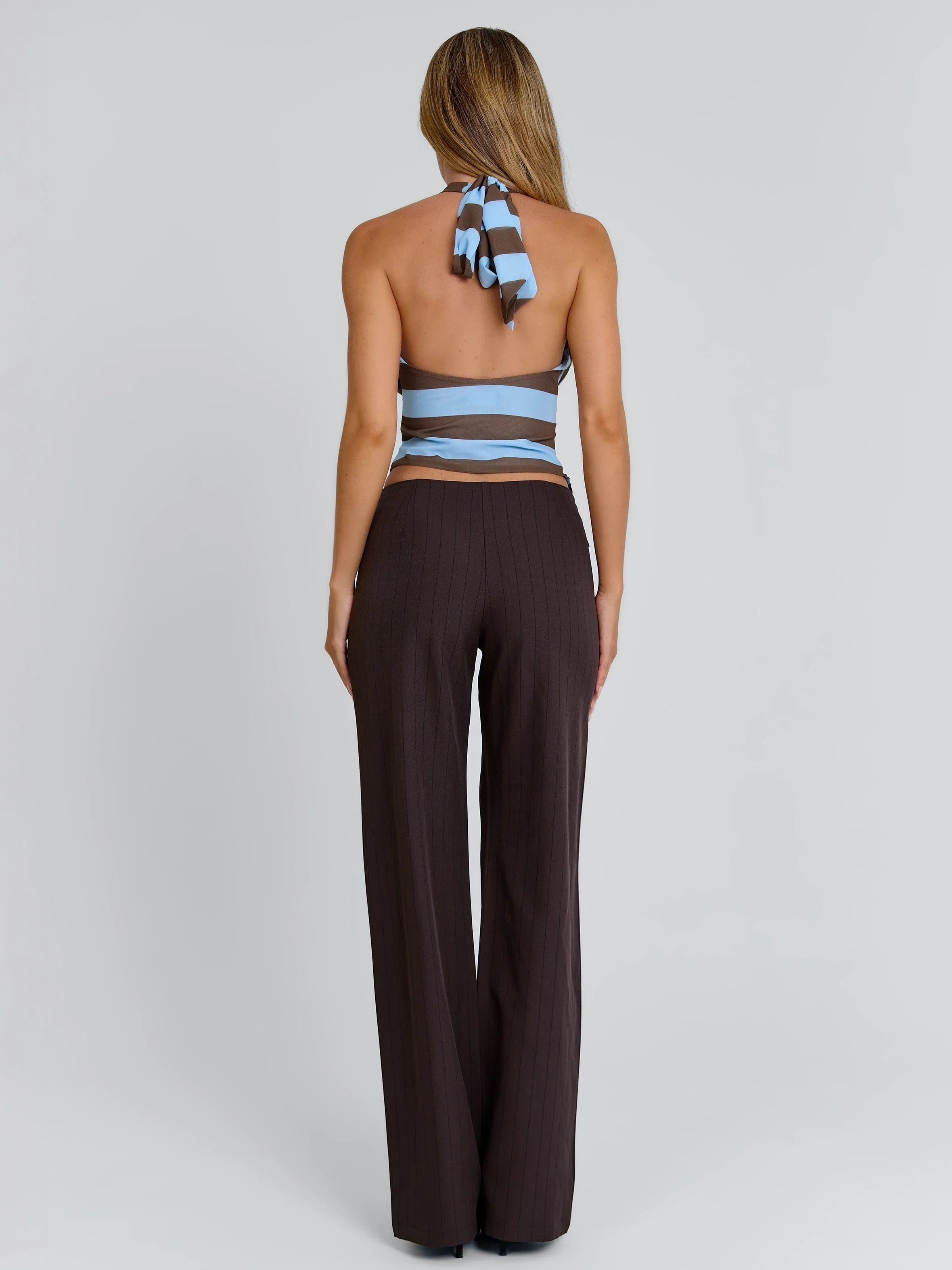 ELYSA PANT BROWN PINSTRIPE