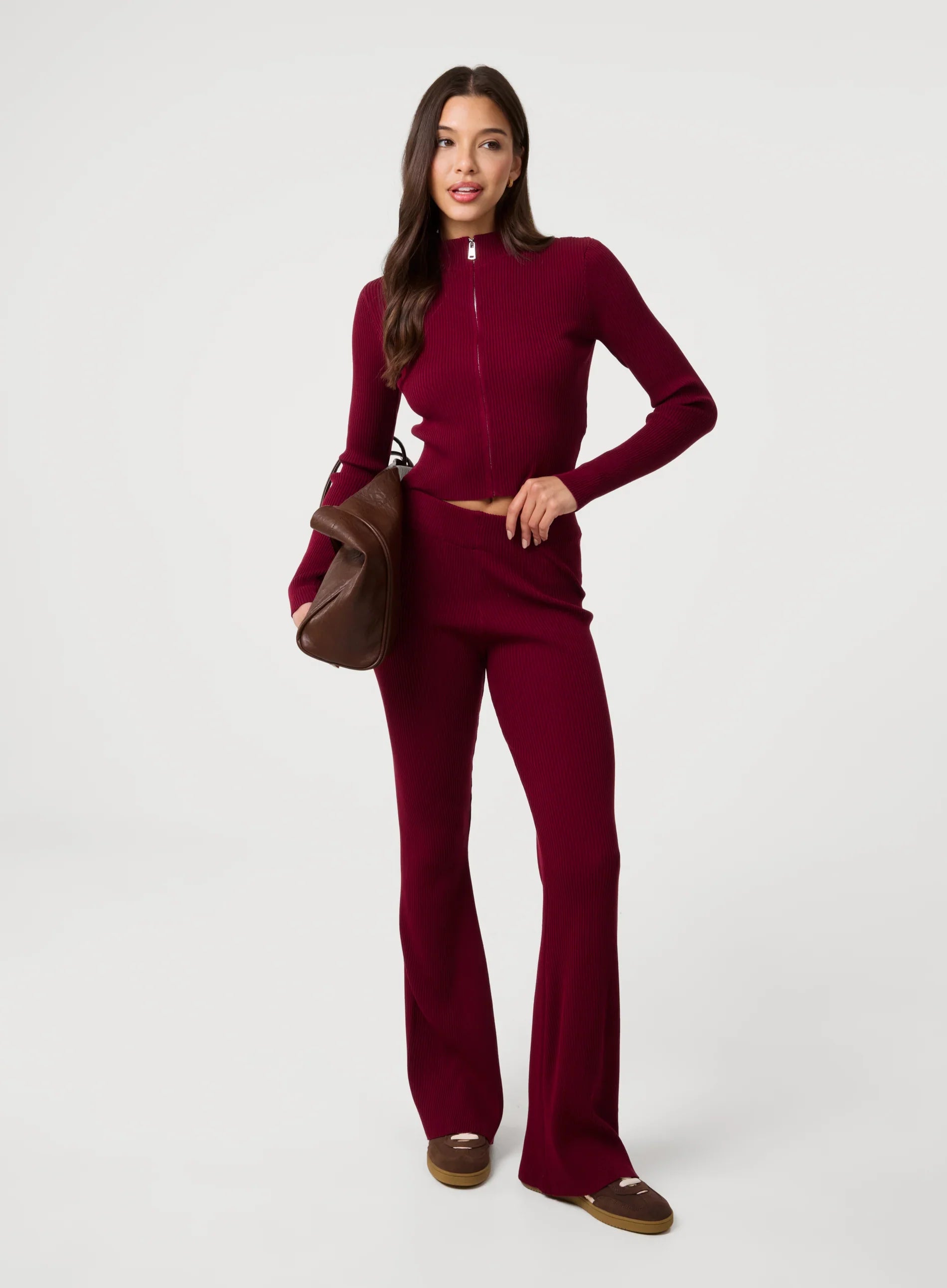 Zip Up Ribbed Set