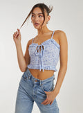 Ditsy Floral Cut Out Strappy Crop Top