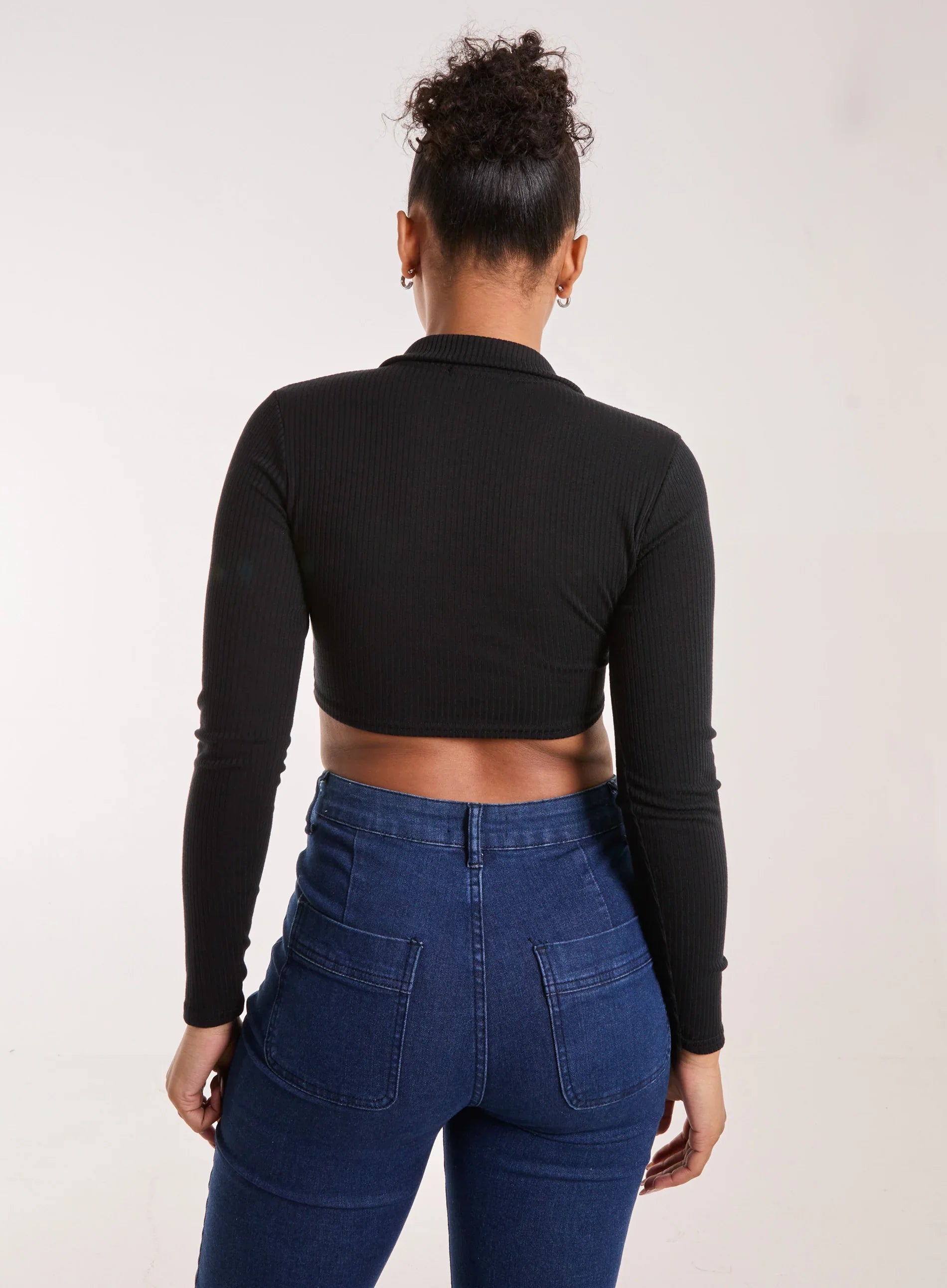 Long Sleeve Gathered Rib Top