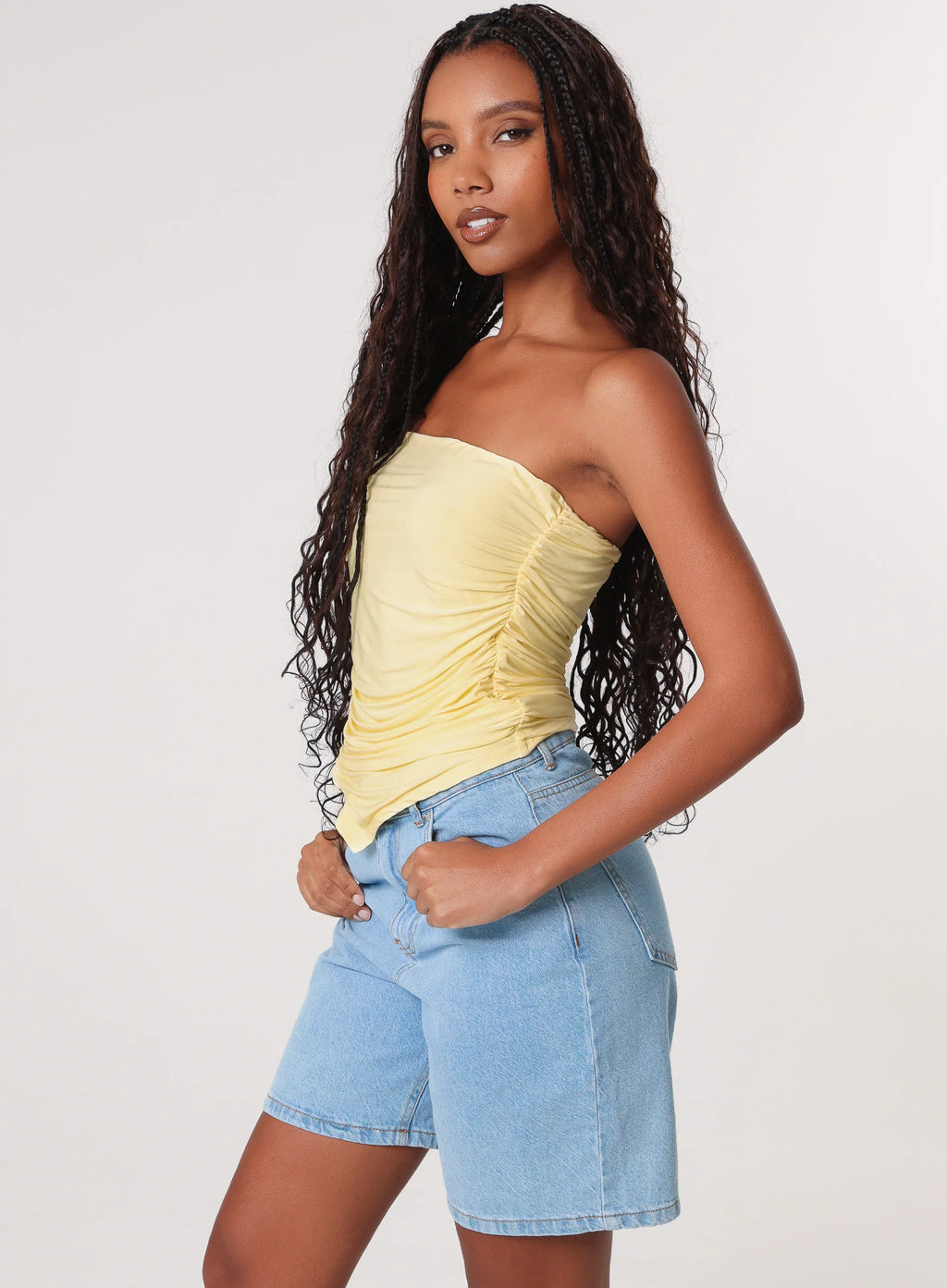 Ruched Slinky Bandeau Top