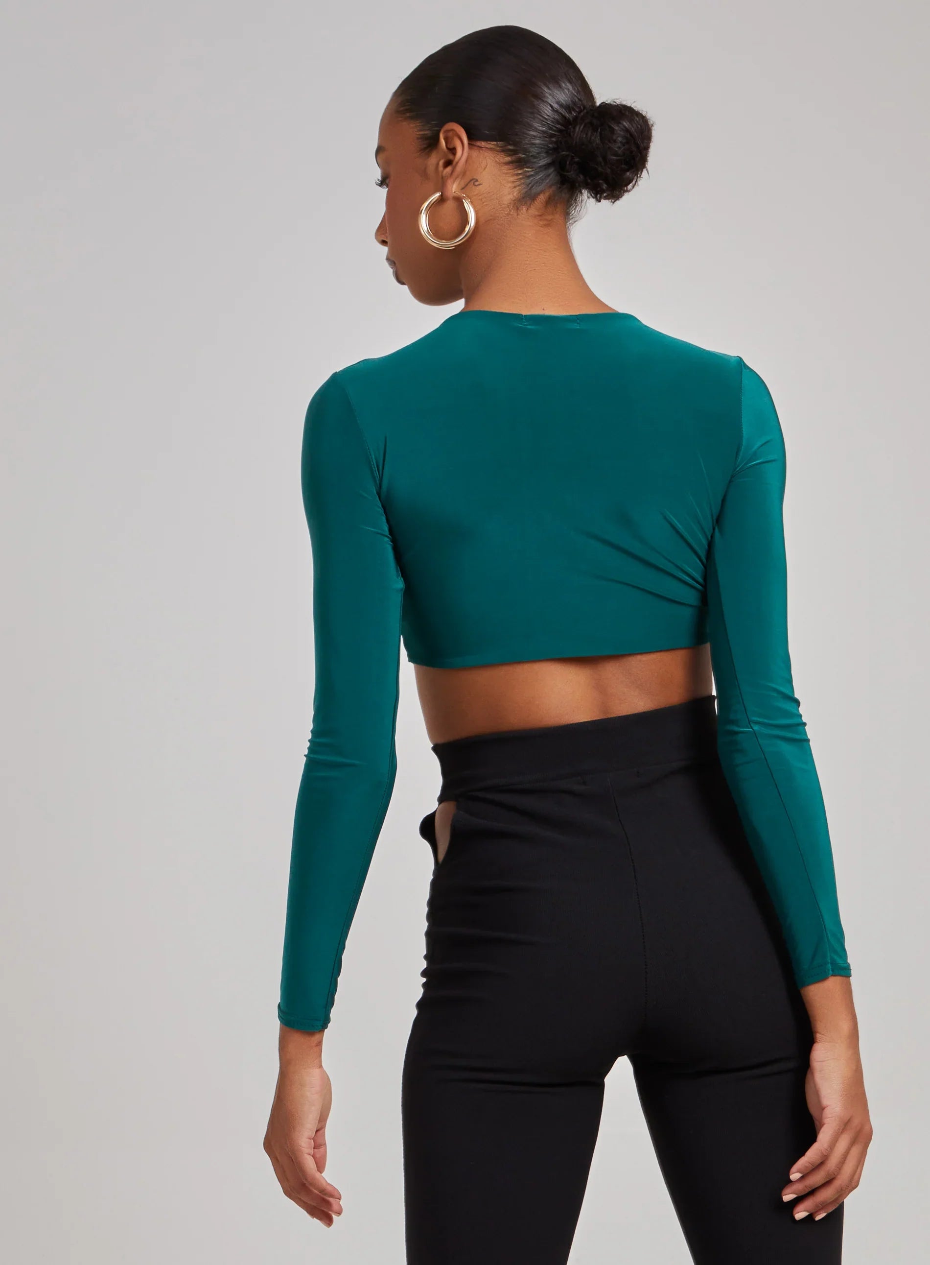 Gold Trim Slinky Long Sleeve Top