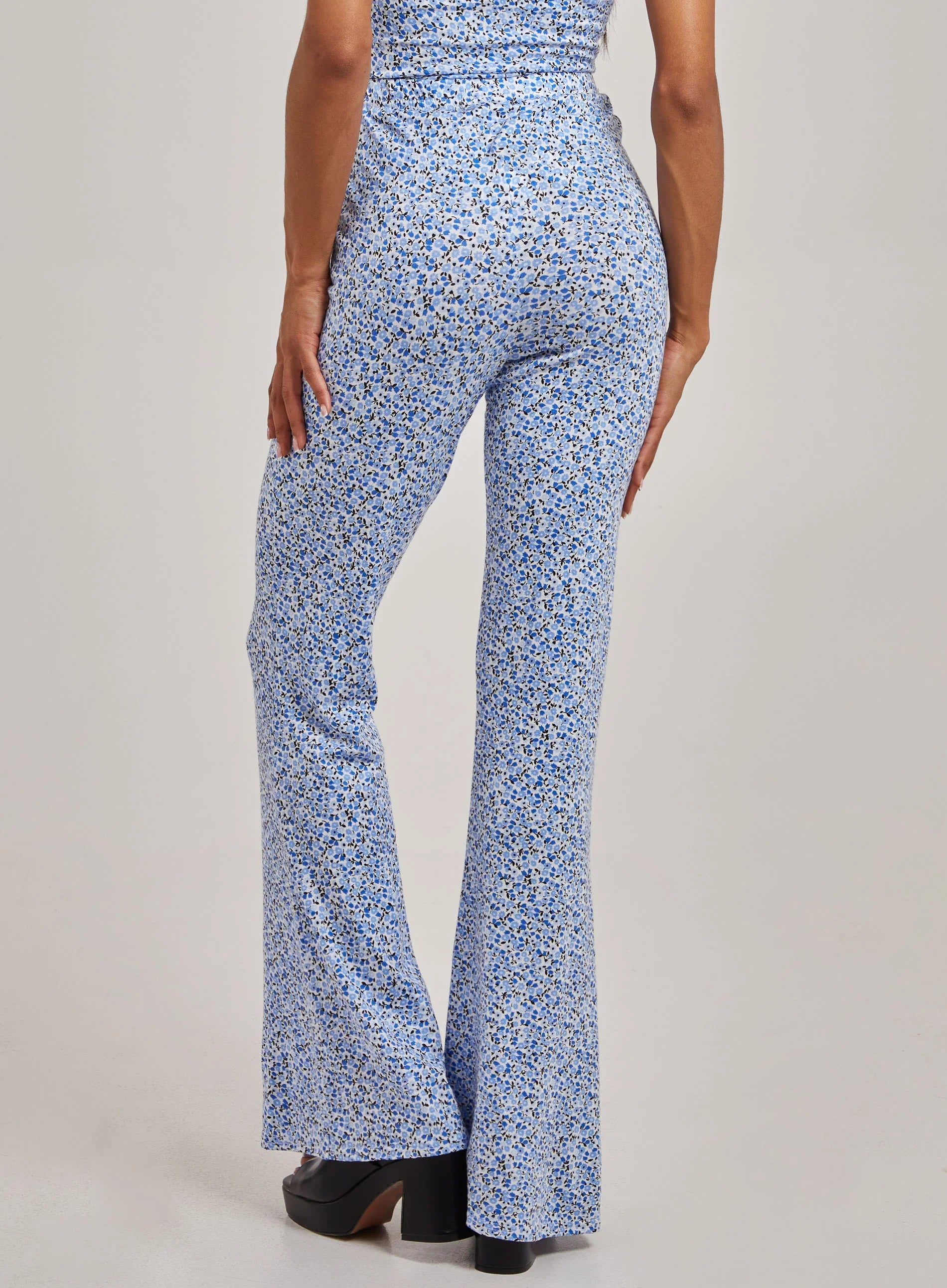 Ditsy Print Flare Trousers