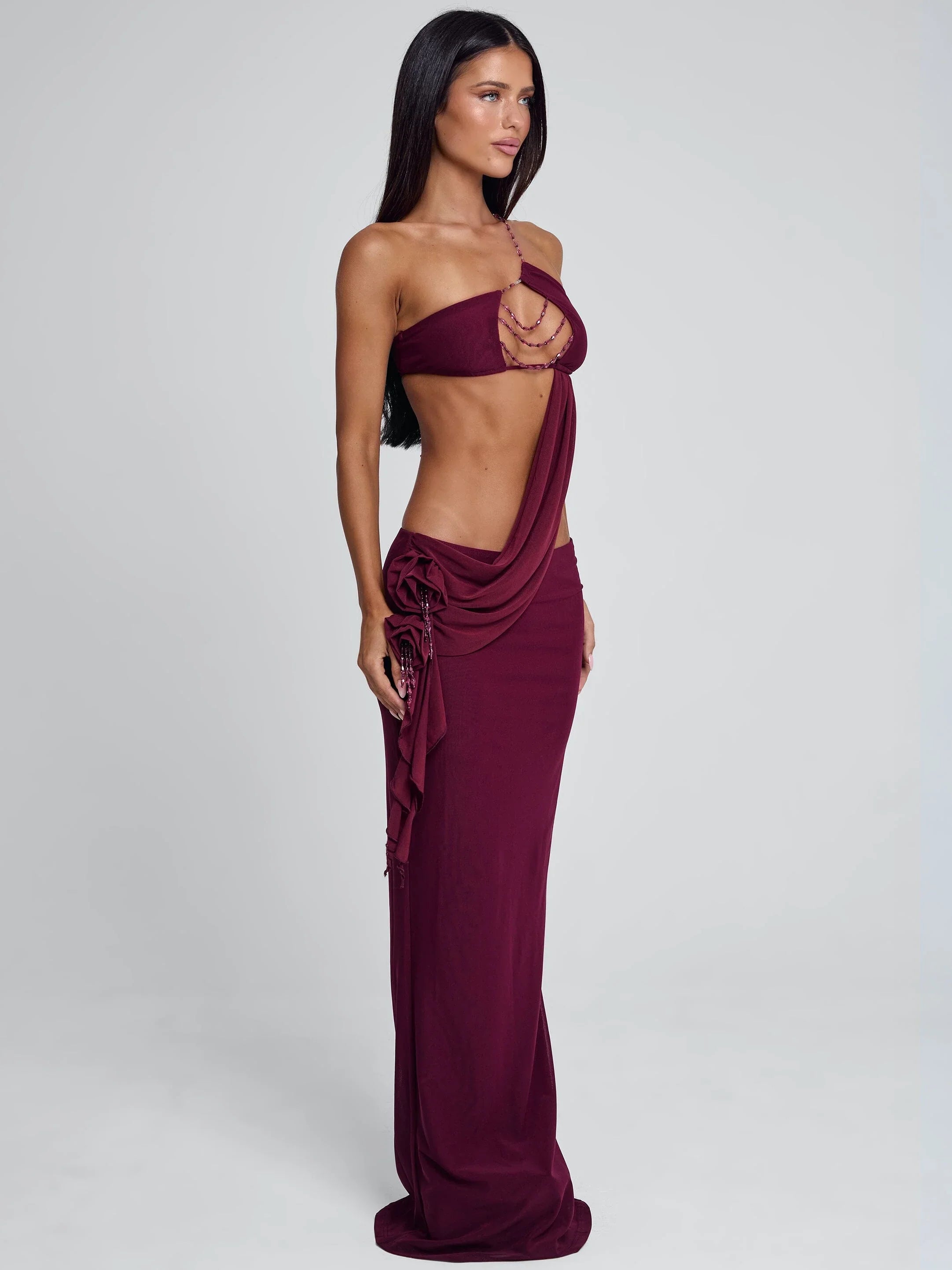 RAER MAXI DRESS BURGUNDY