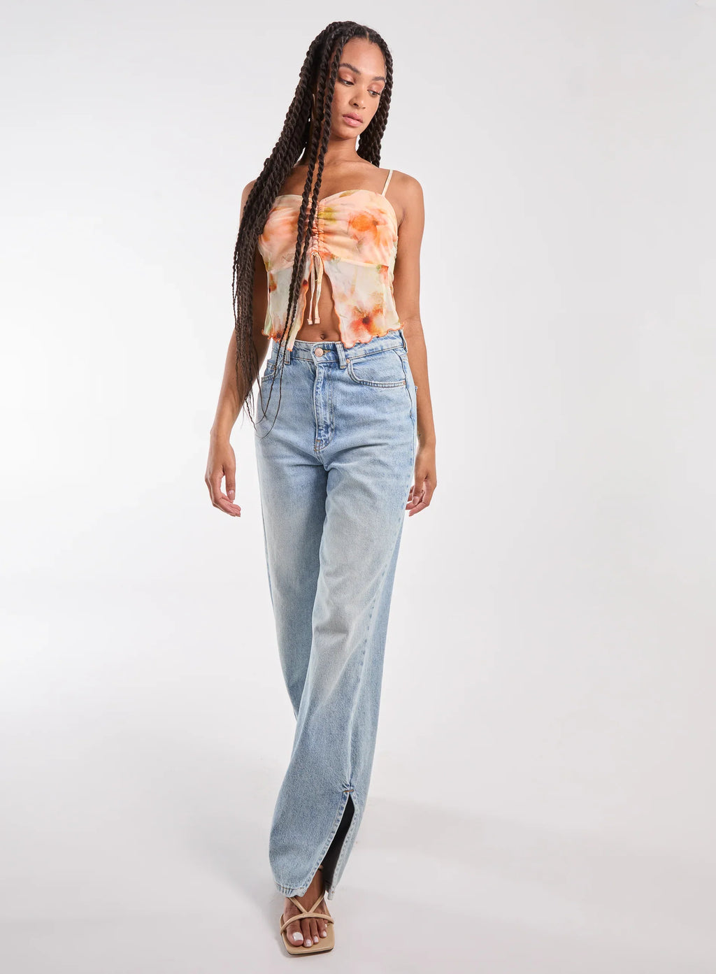 Distressed Mesh Butterfly Cami Top